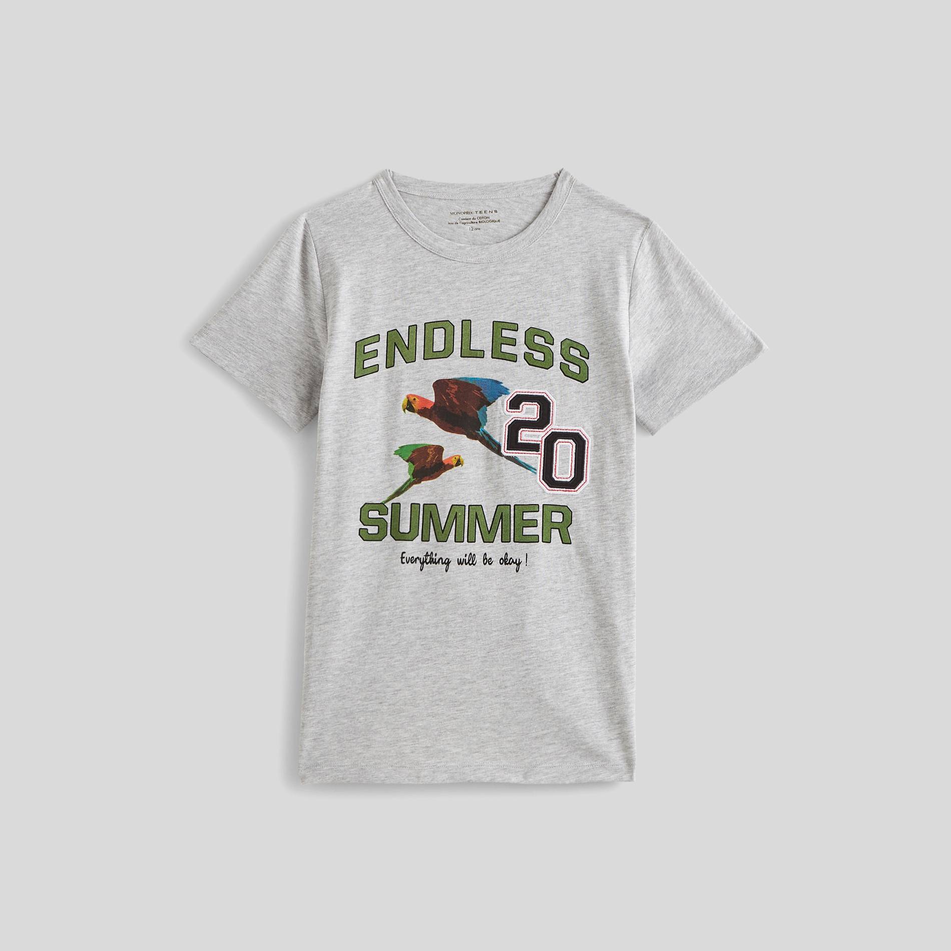 T-shirt manches courtes en coton BIO, Gris clair, large image number 1.0
