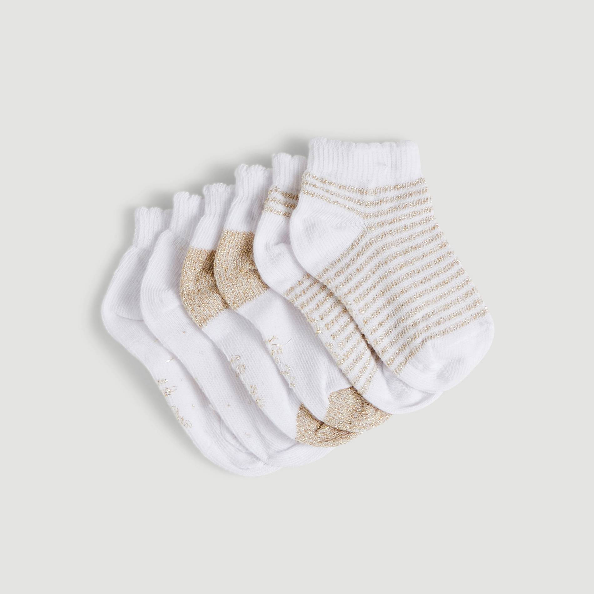 Lot de 3 paires de chaussettes ultra-courtes brillantes, Blanc, large image number 0.0