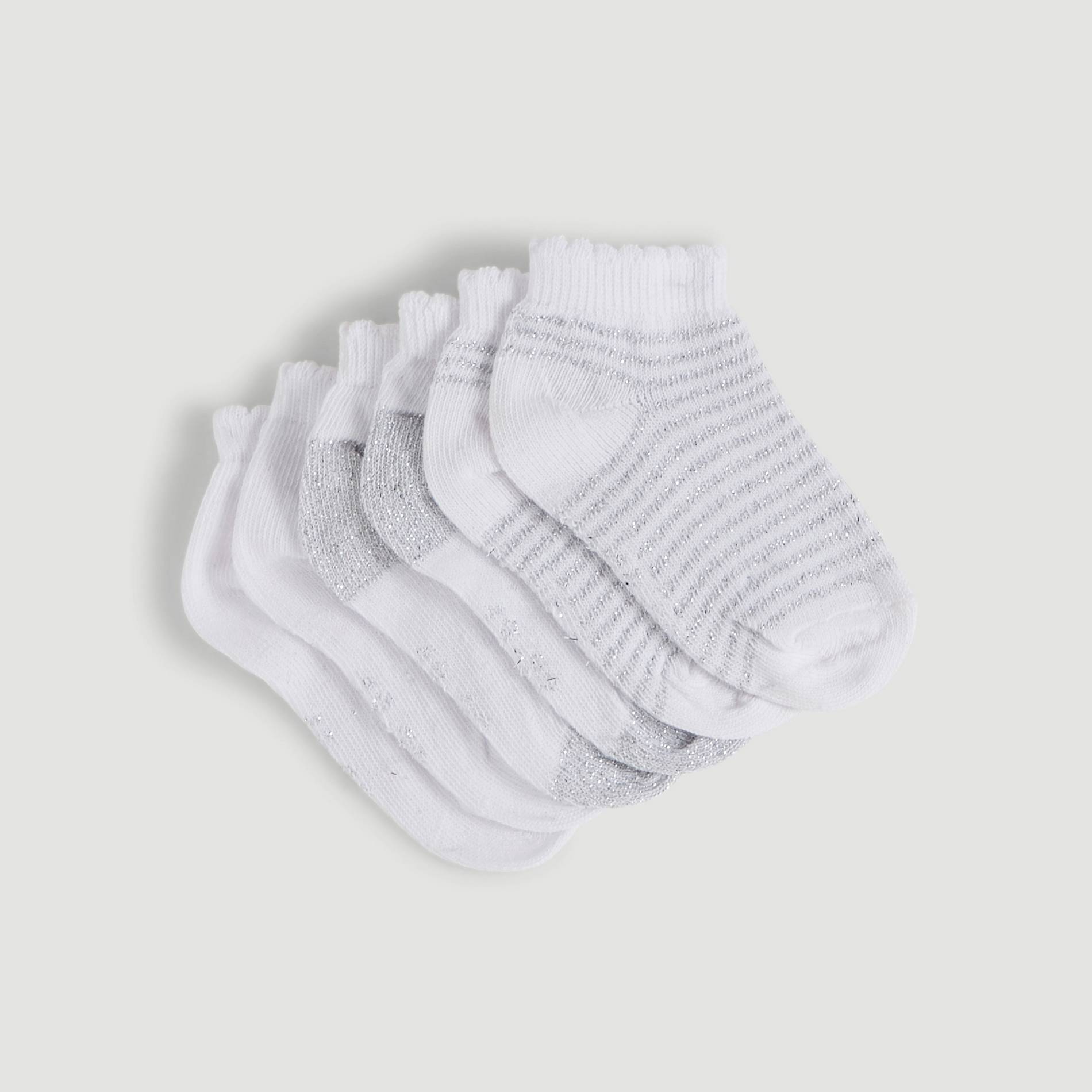 Lot de 3 paires de chaussettes ultra-courtes brillantes, Blanc, large image number 0