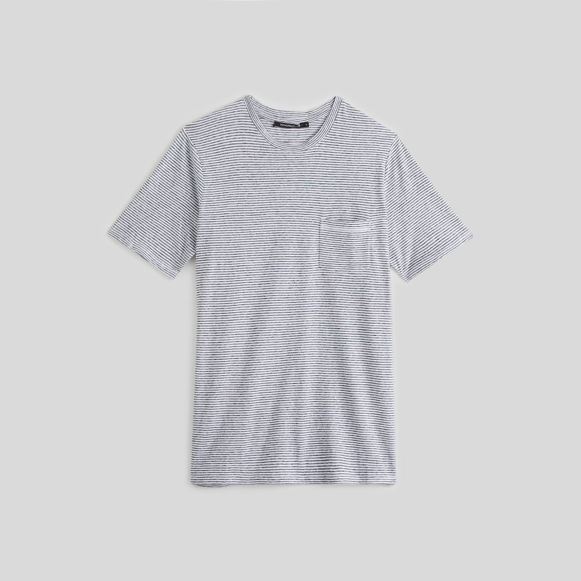 T-shirt manches courtes rayé, Blanc, large image number 0