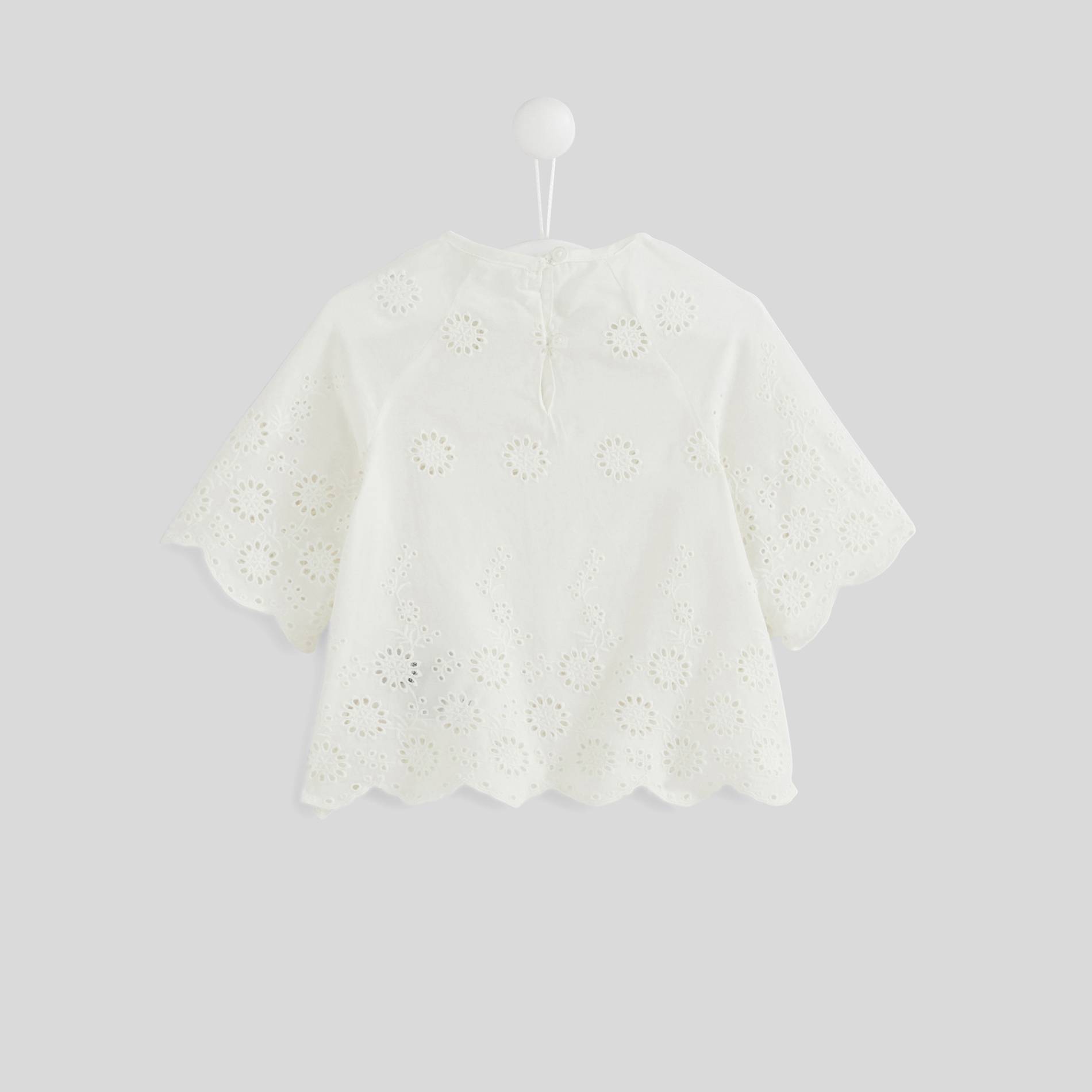 Blouse manches courtes broderie anglaise, Blanc, large image number 1