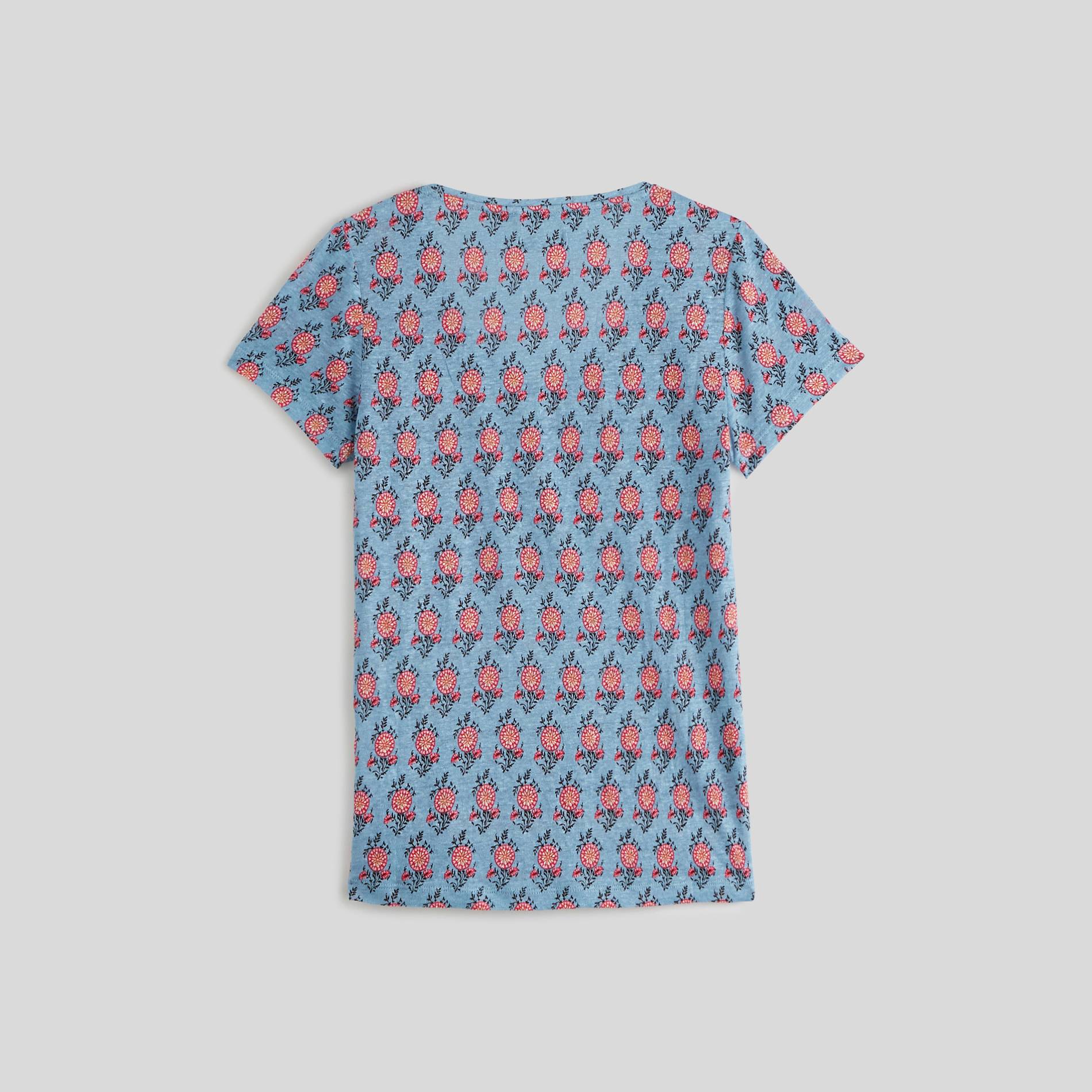 T-shirt imprimé en lin, Bleu gris, large image number 1