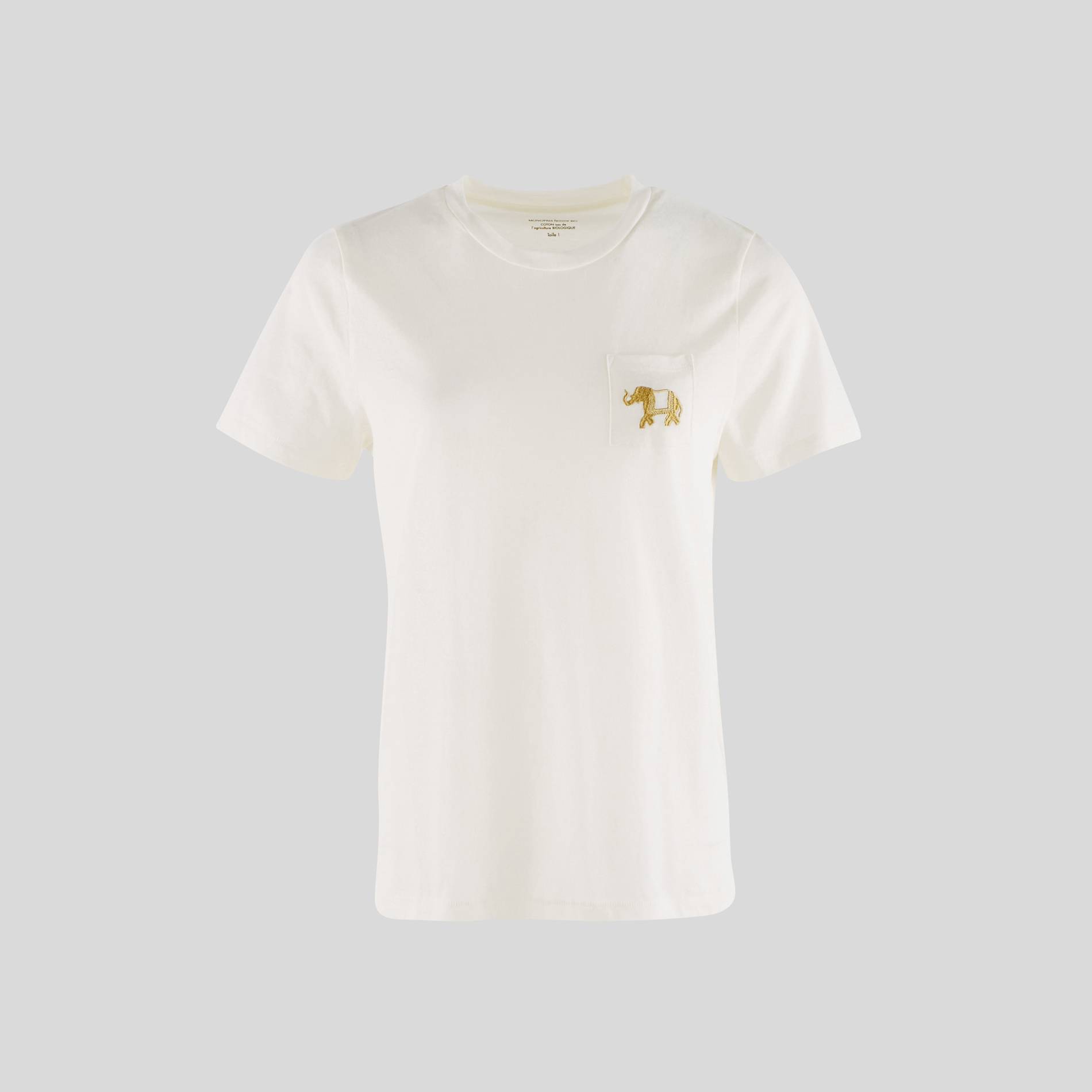 T-shirt brodé en coton BIO, Ecru, large image number 0