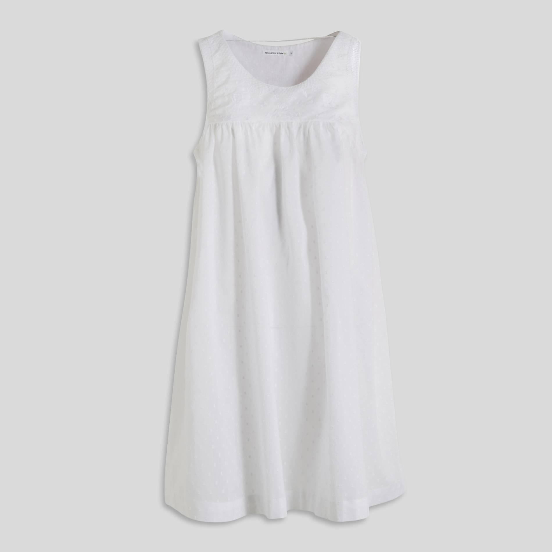 Chemise de nuit plumetis en coton BIO, Blanc, large image number 0