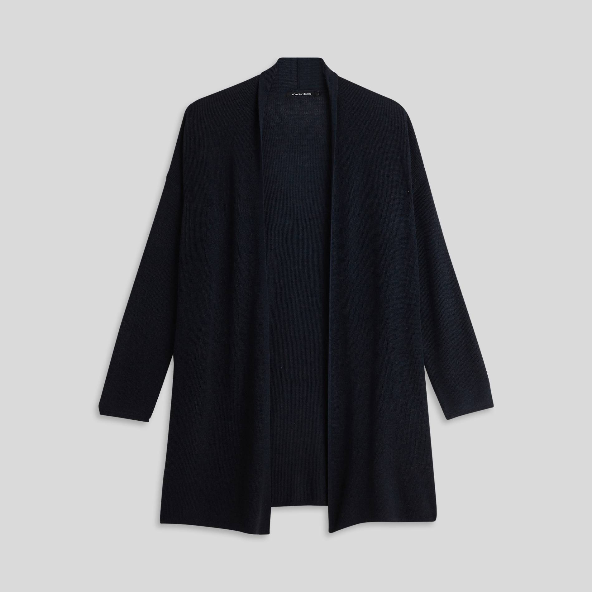Gilet long côtelé, Bleu marine, large image number 0
