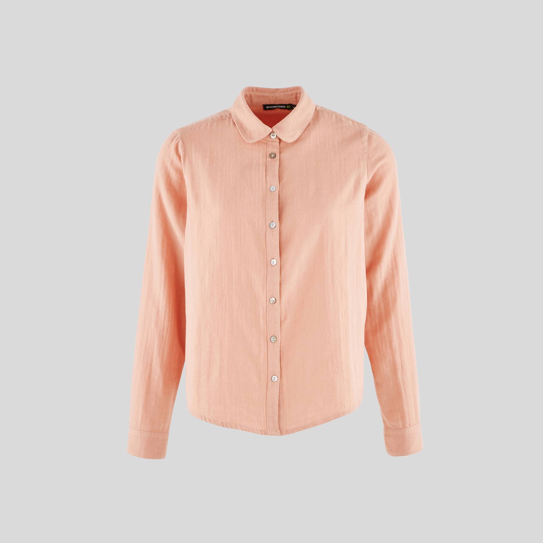 Chemise en coton BIO unie, Bois de rose, large image number 0
