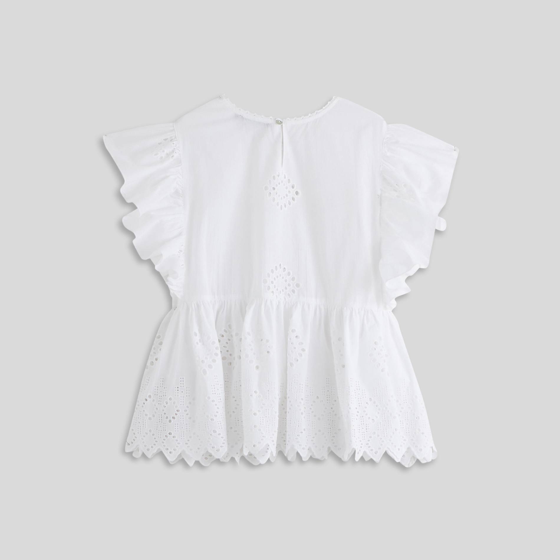 Top sans manche avec broderie anglaise en coton, Blanc, large image number 1