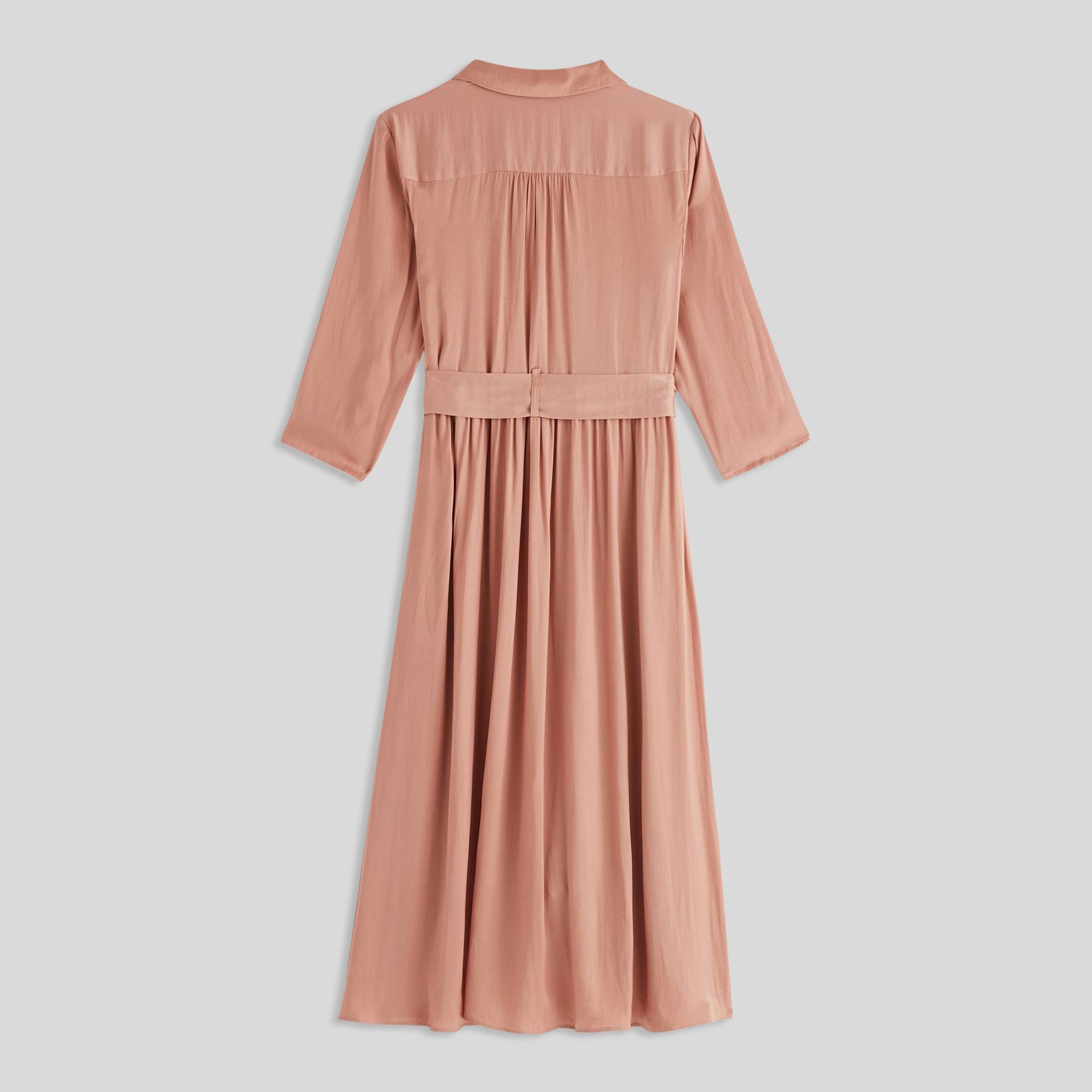 Robe longue col tailleur effet satiné, Bois de rose, large image number 2