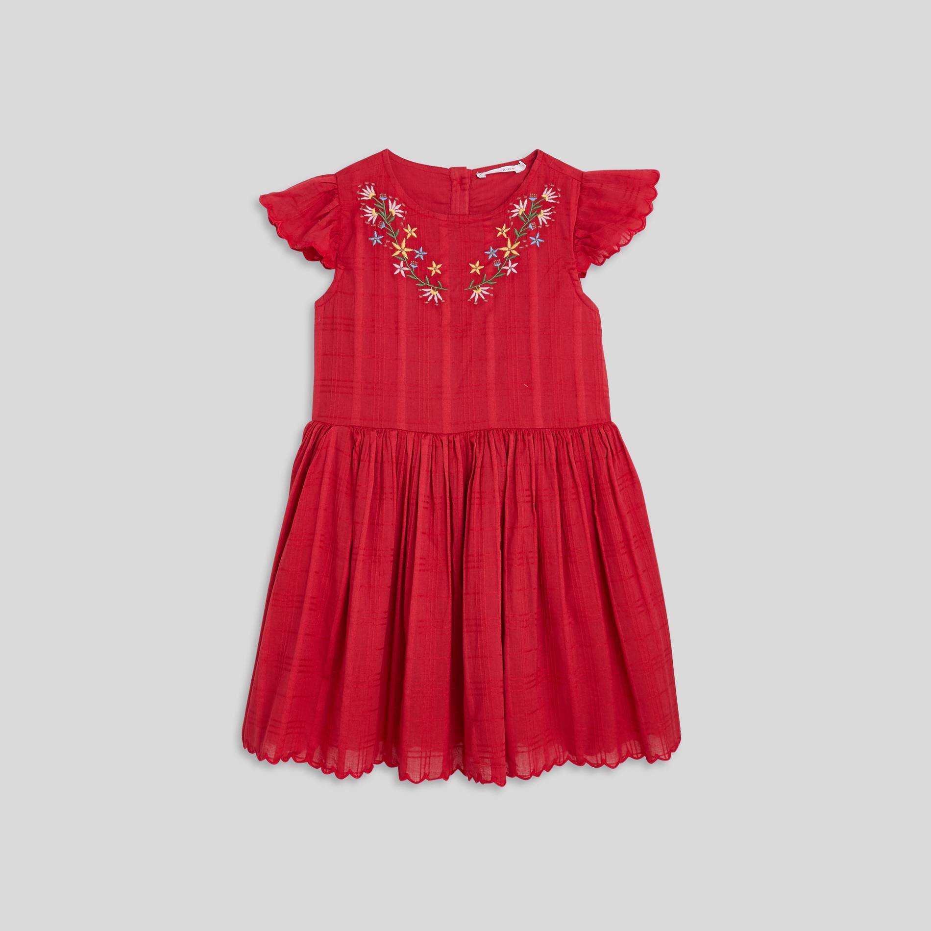 Robe brodée motifs fleuris, Cerise, large image number 0