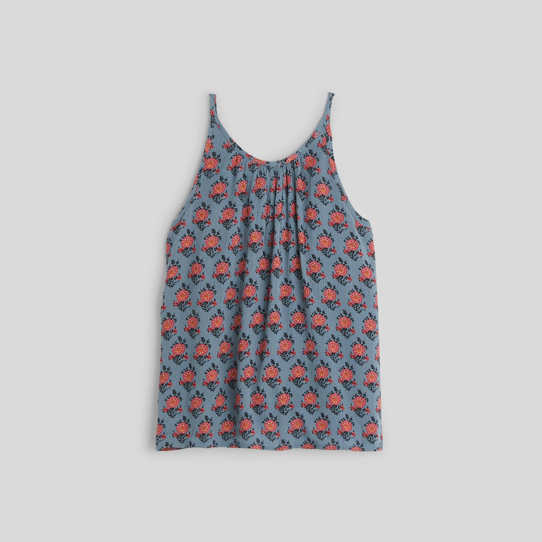 Blouse imprimée sans manche, Bleu gris, large image number 1.0