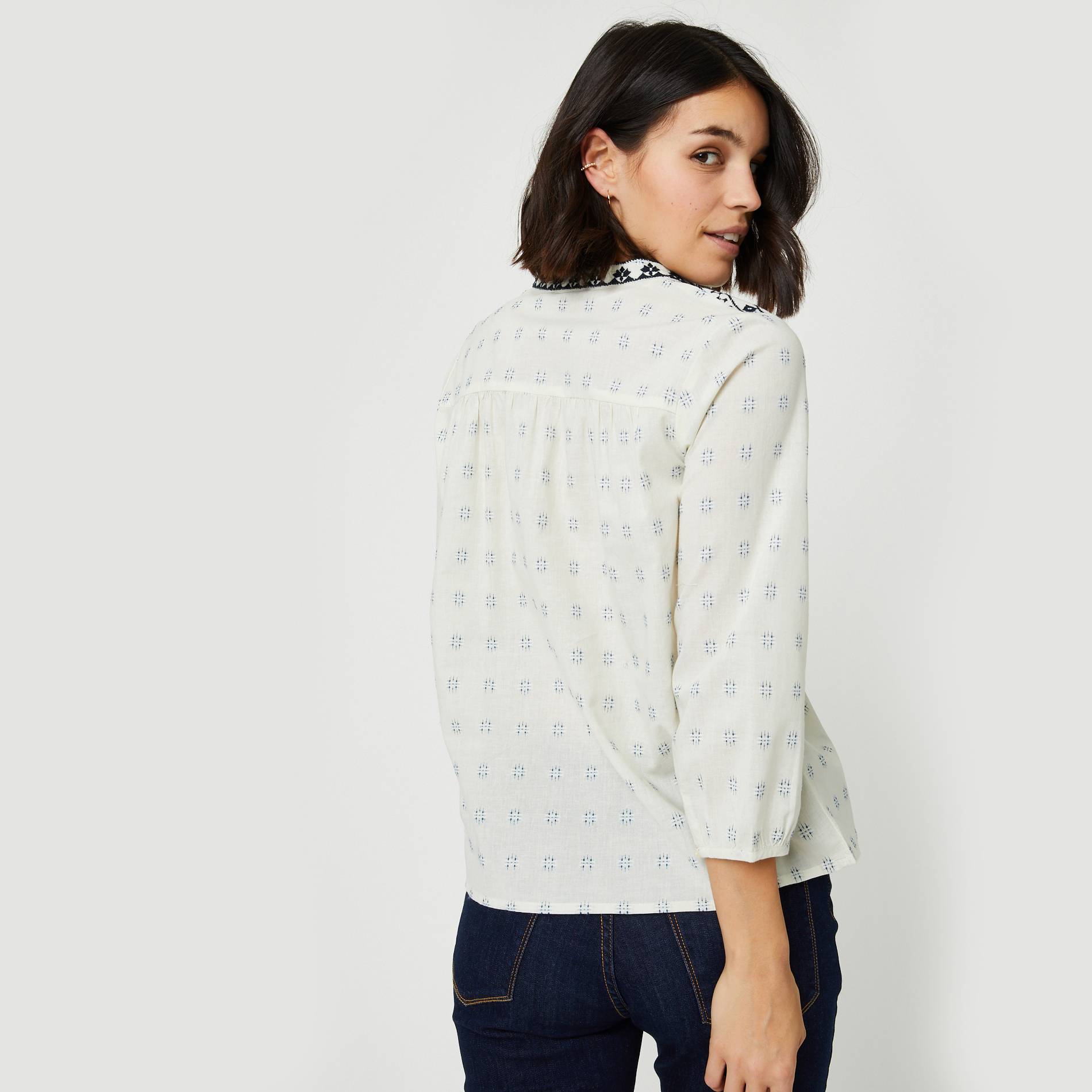 Blouse manches longues avec broderie, Ecru, large image number 1