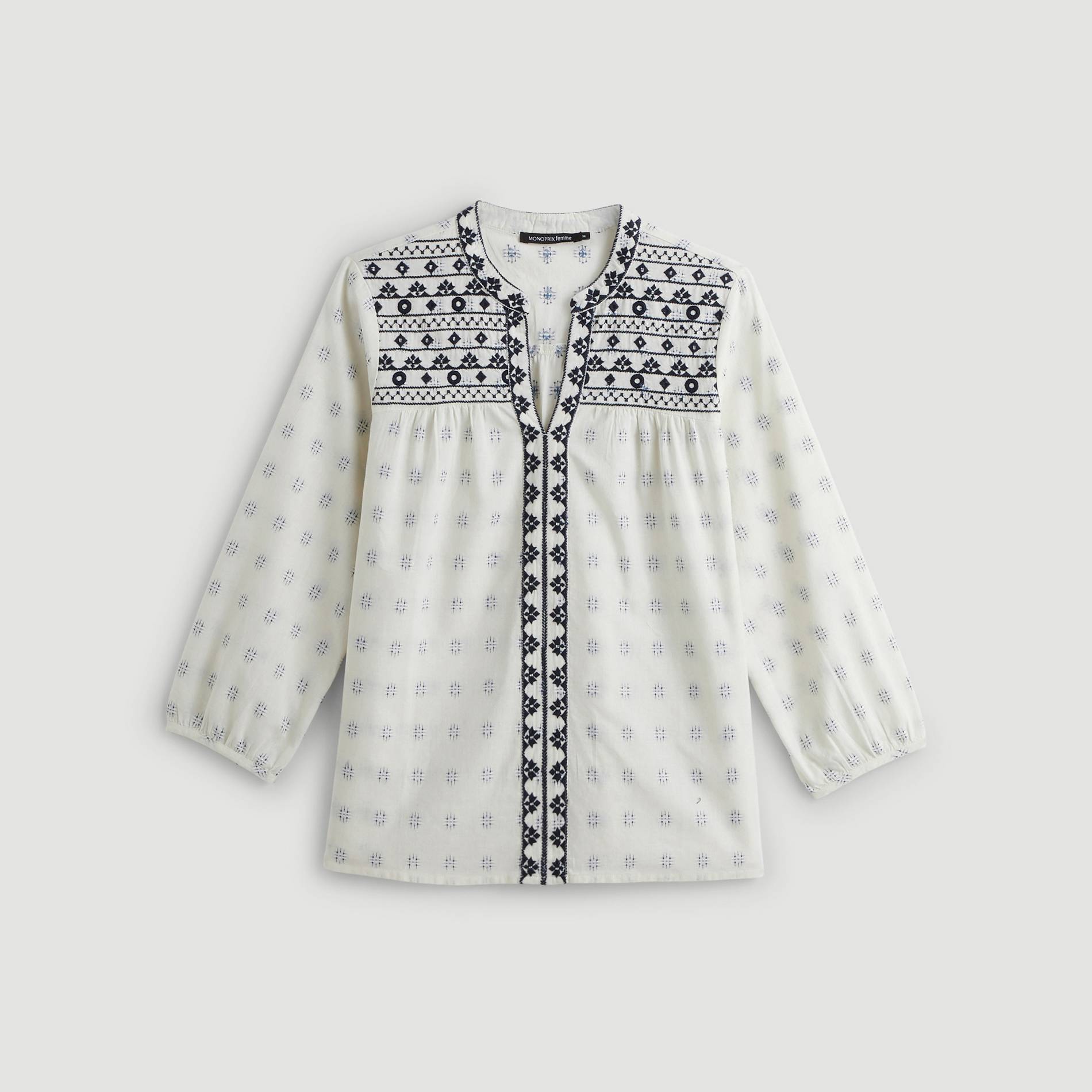 Blouse manches longues avec broderie, Ecru, large image number 2