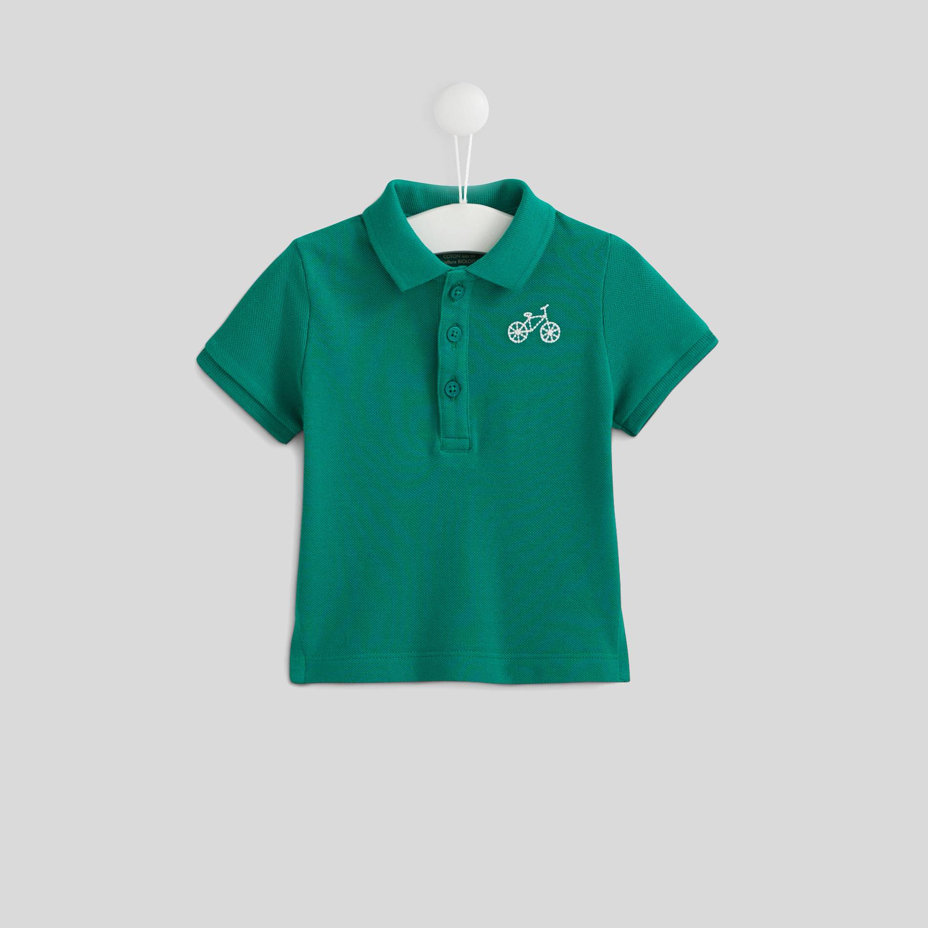 Polo en coton BIO, Emeraude, large image number 0.0
