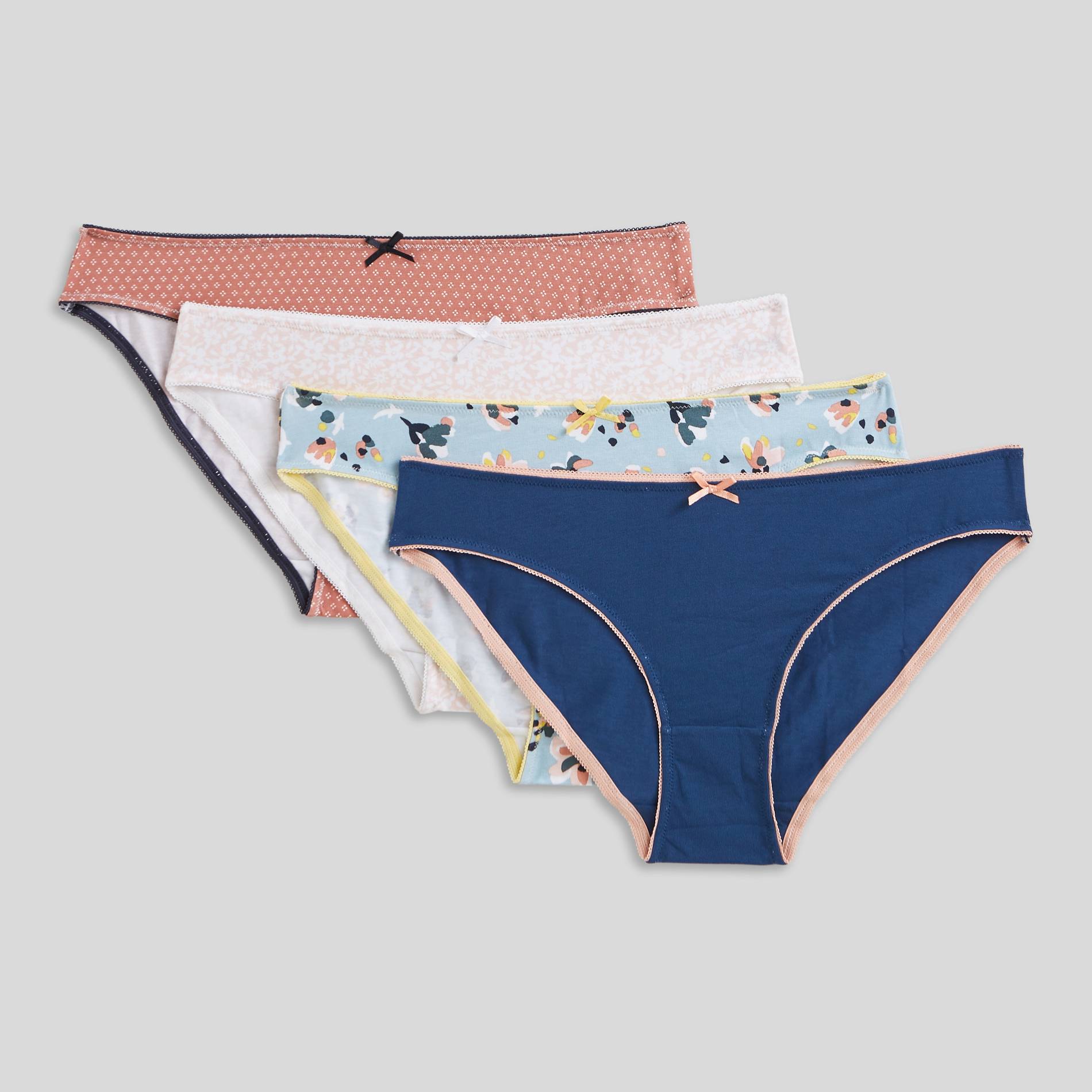 Lot de 4 culottes imprim&eacute;es en coton, Indigo, large image number 0