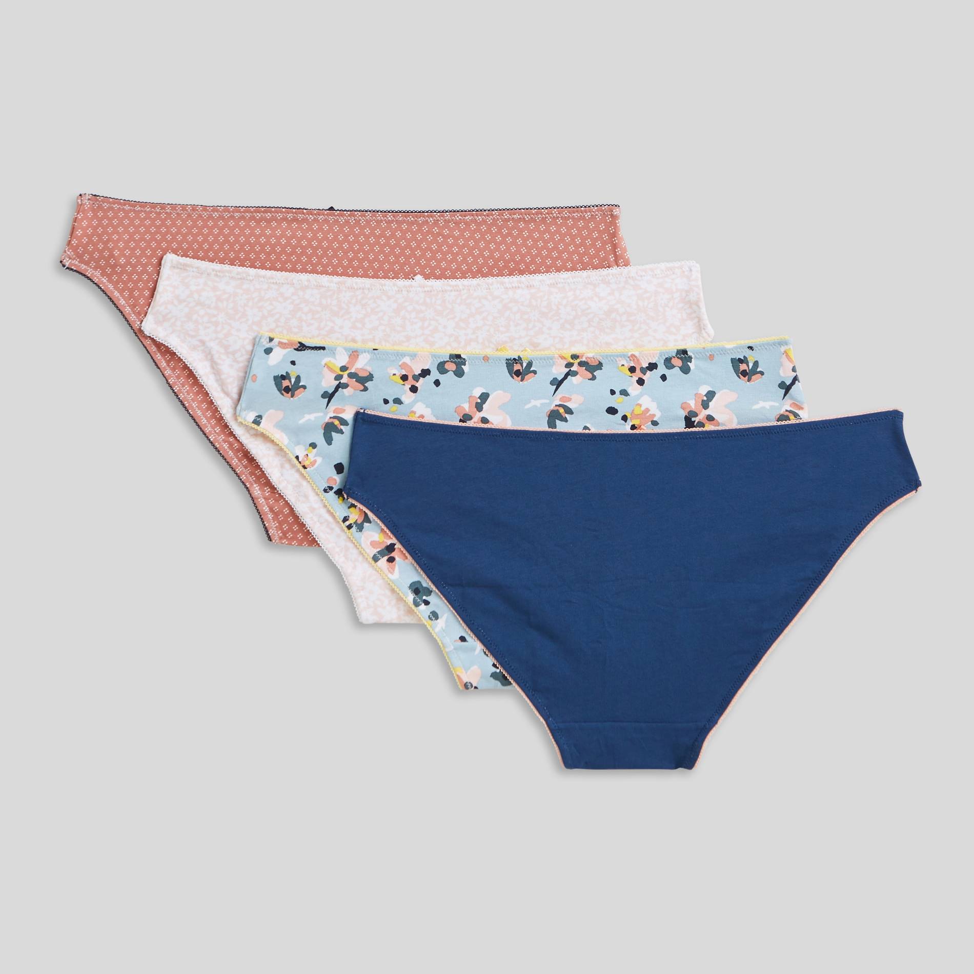 Lot de 4 culottes imprim&eacute;es en coton, Indigo, large image number 1