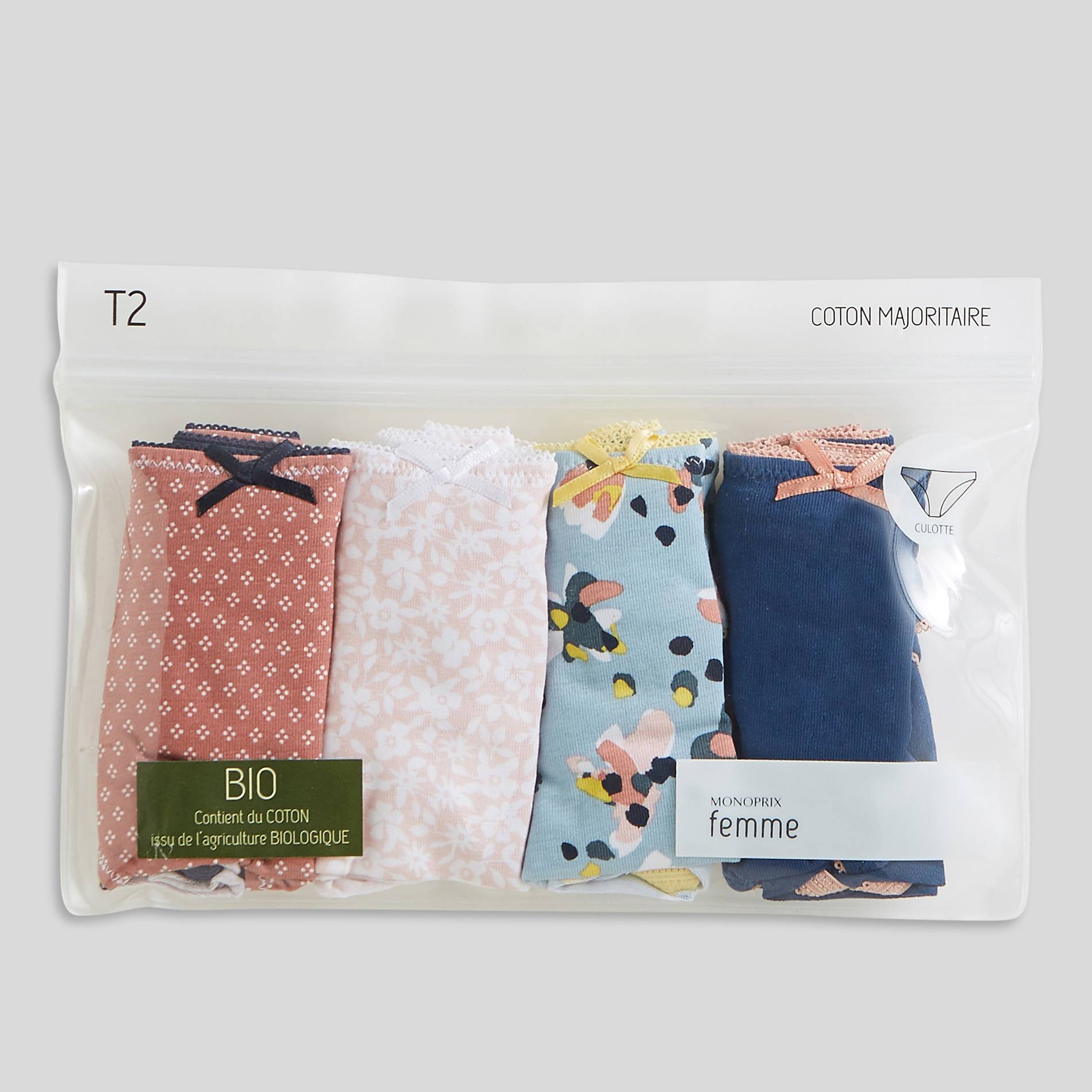 Lot de 4 culottes imprim&eacute;es en coton, Indigo, large image number 2