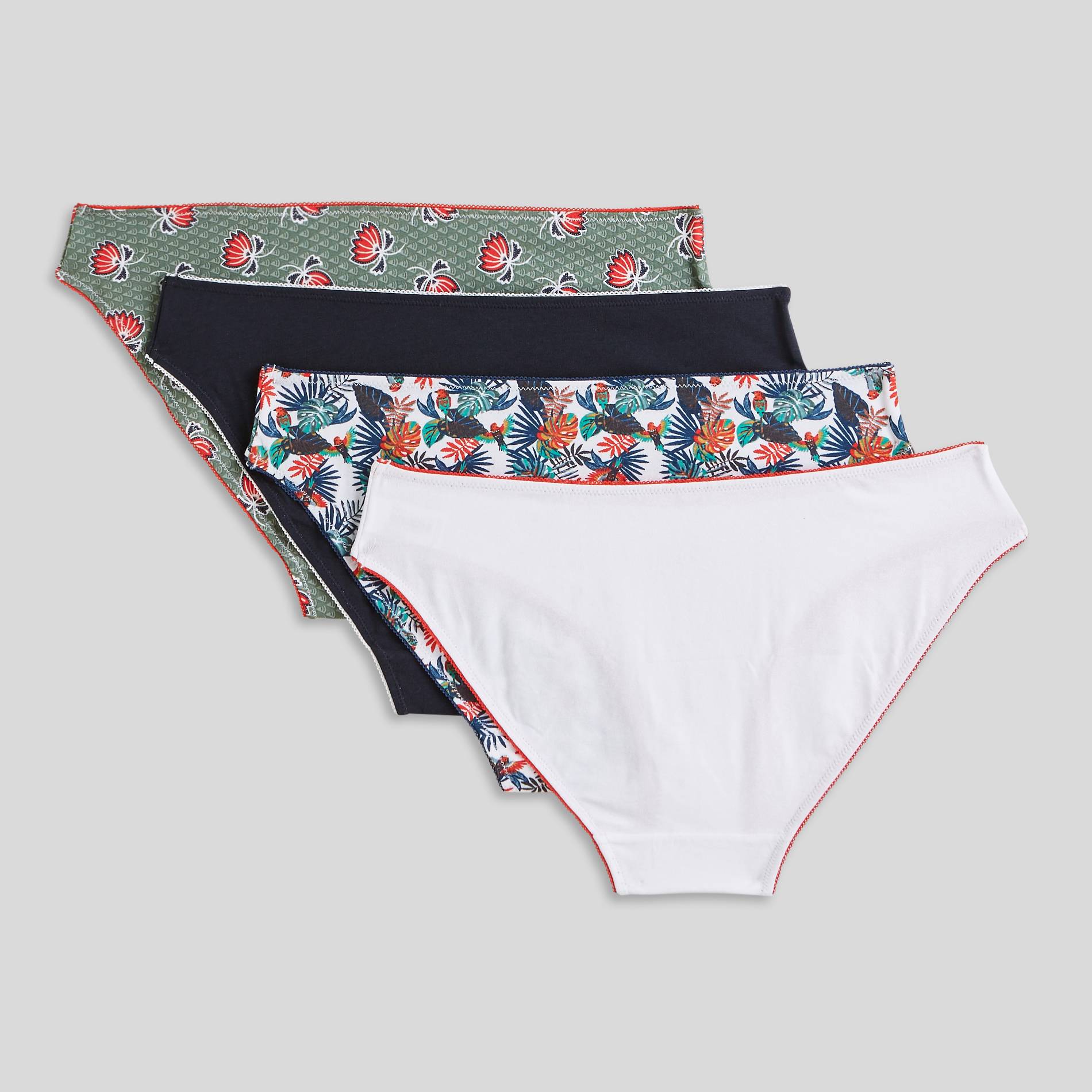 Lot de 4 culottes en coton imprimés, Blanc, large image number 1.0