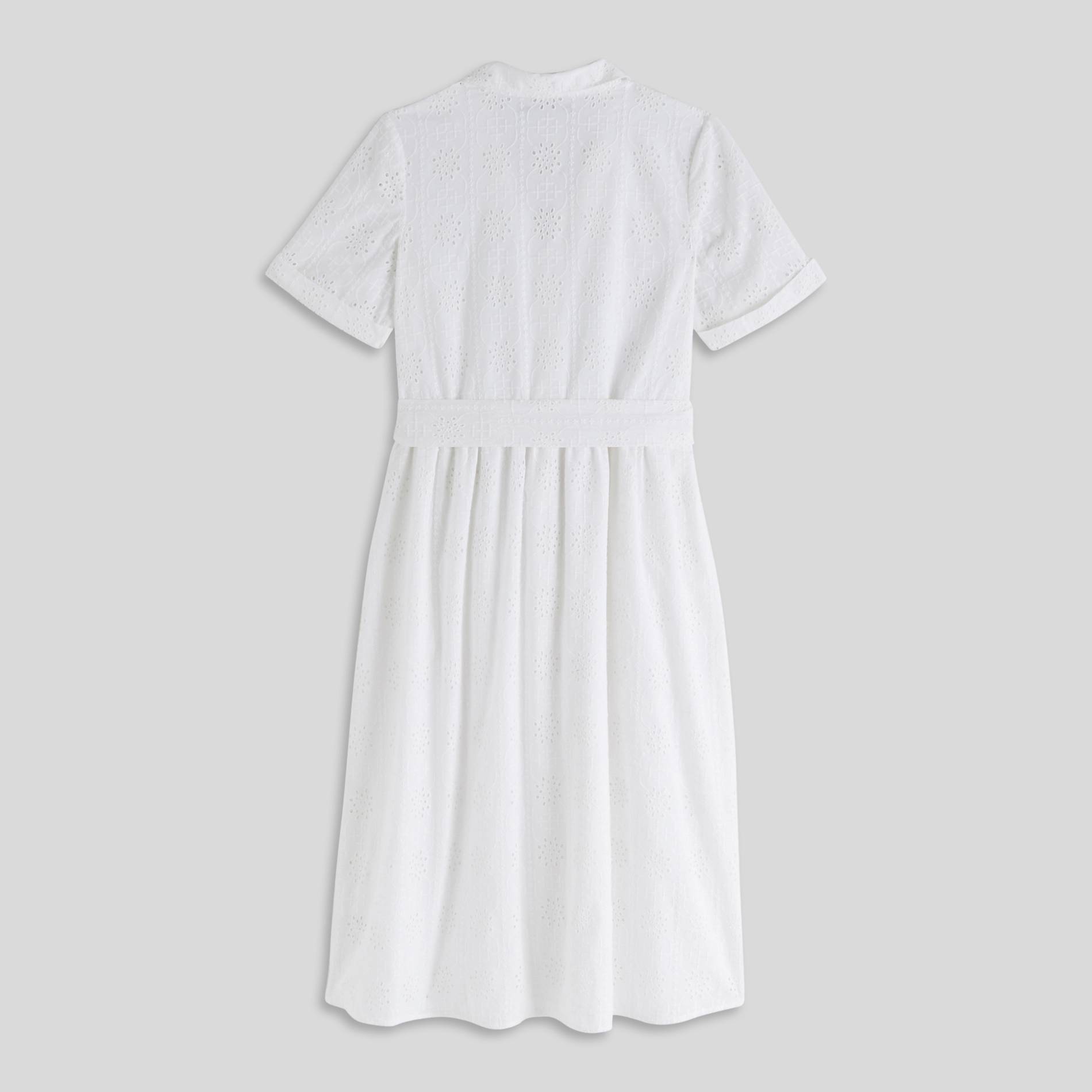 Robe chemise &agrave; broderies anglaises, Blanc, large image number 1
