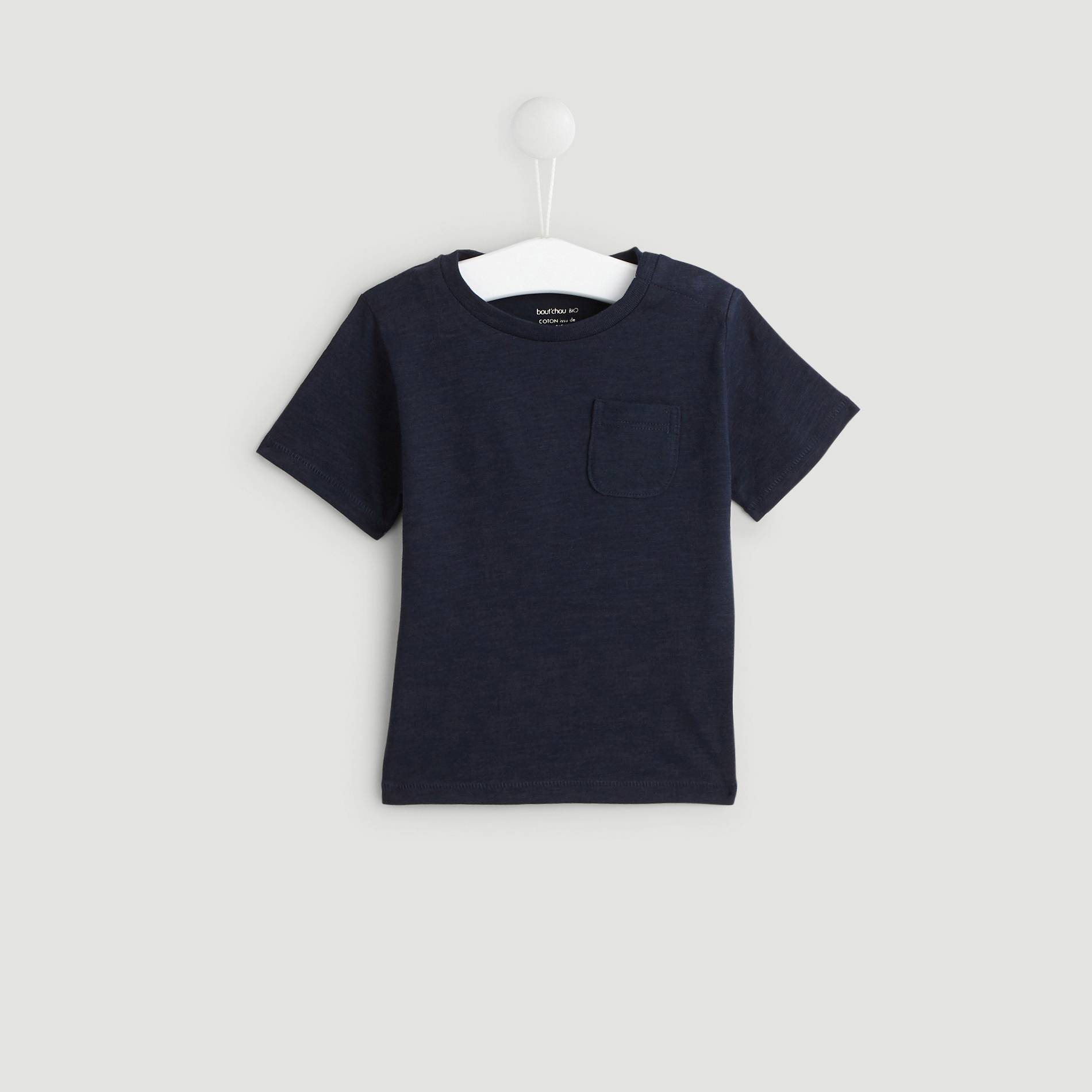 T-shirt manches clourtes uni en coton BIO, Bleu marine, large image number 0.0