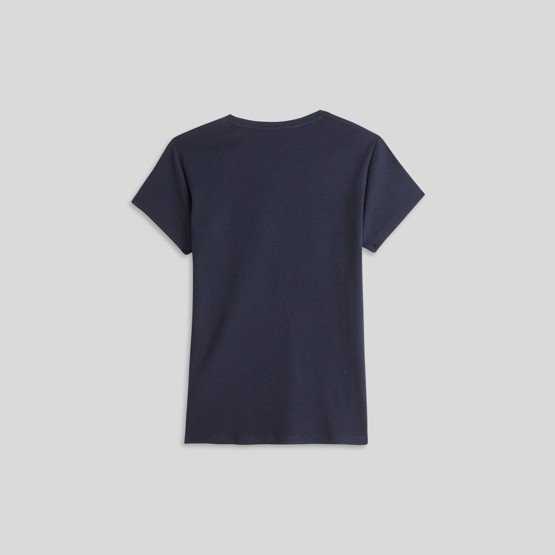 T-shirt manches courtes brodé en coton BIO, Bleu marine, large image number 1.0