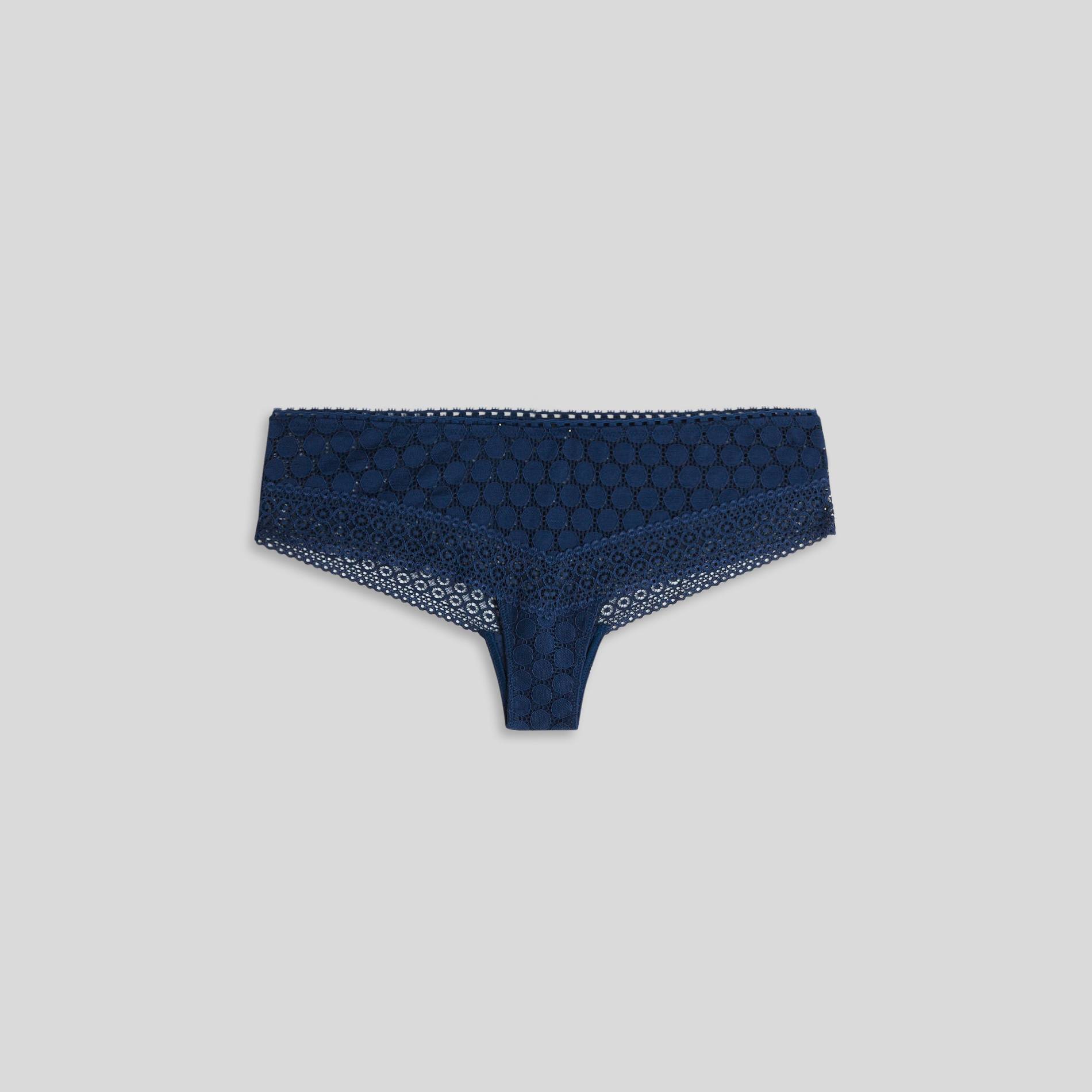 Tanga en dentelle et pois, Indigo, large image number 0