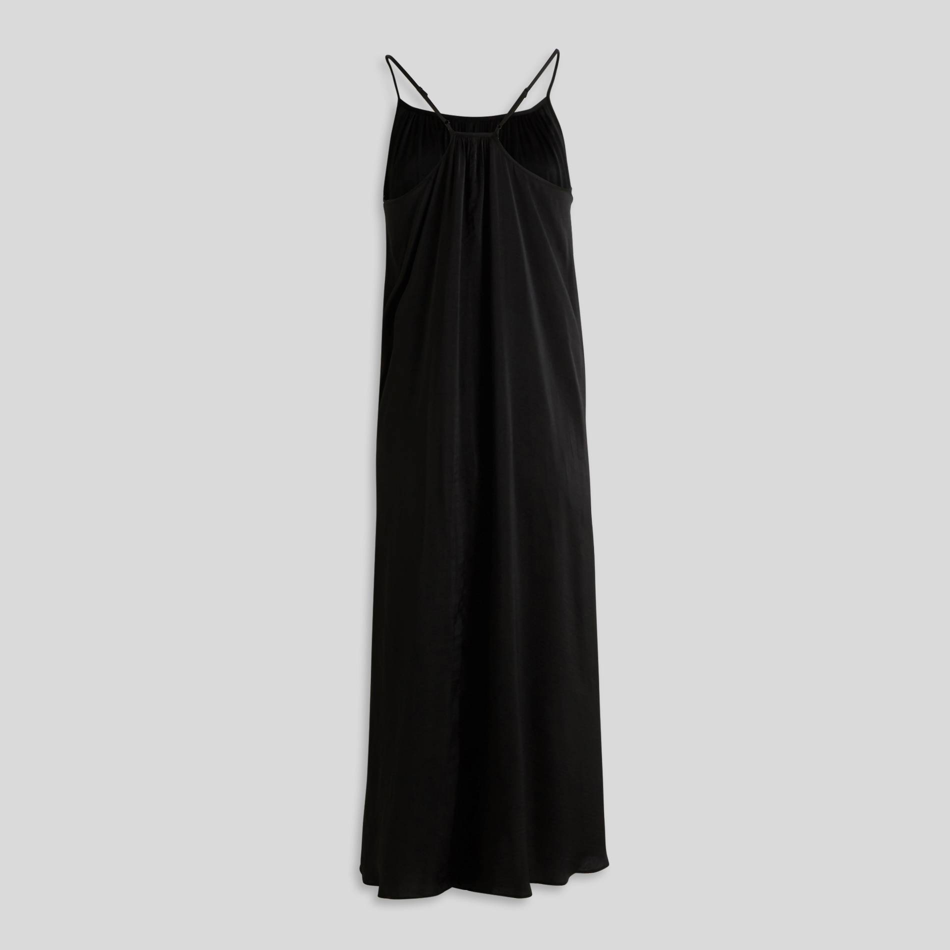 Robe fluide satinée à fines bretelles, Noir, large image number 1