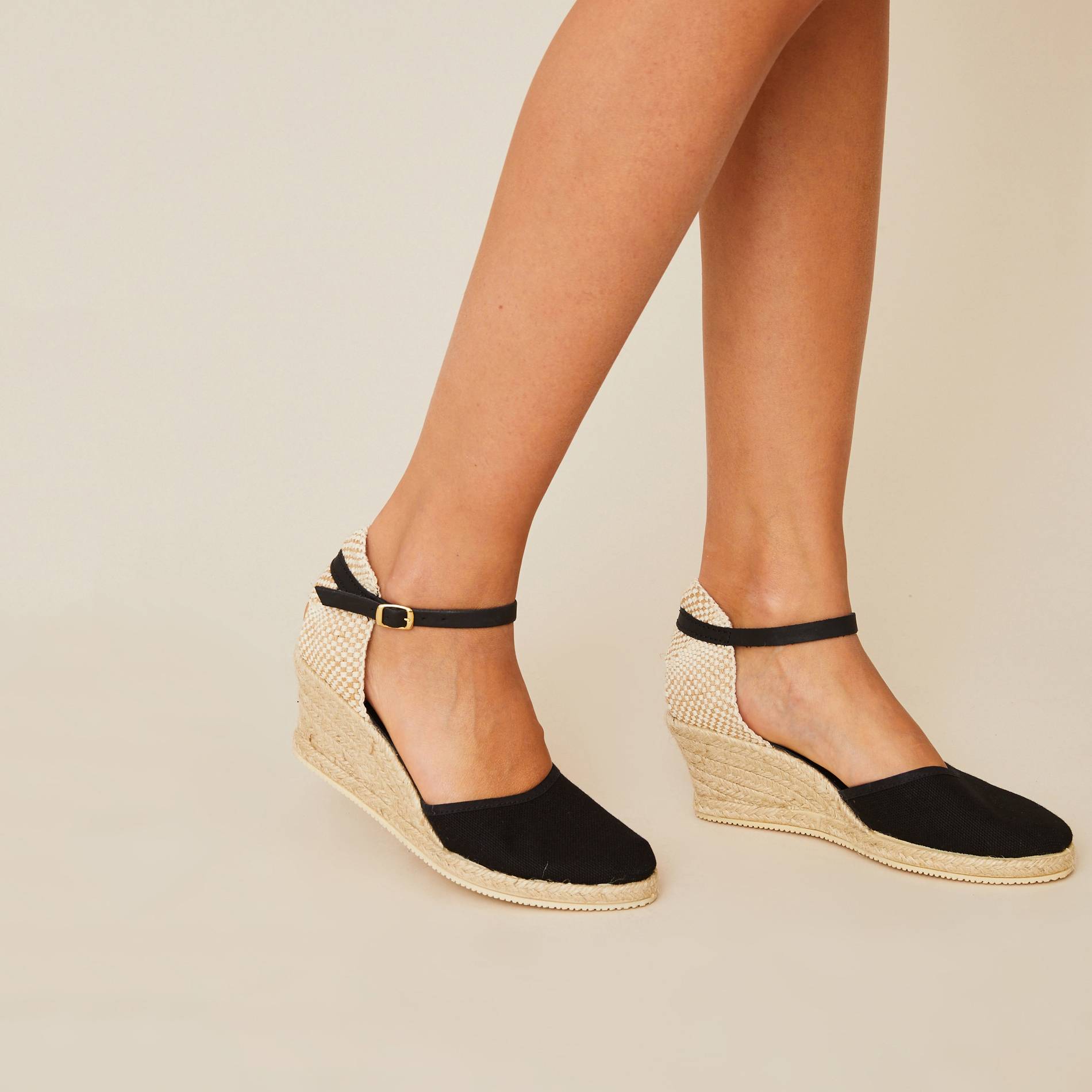 Espadrilles compens&eacute;es, Noir, large image number 0