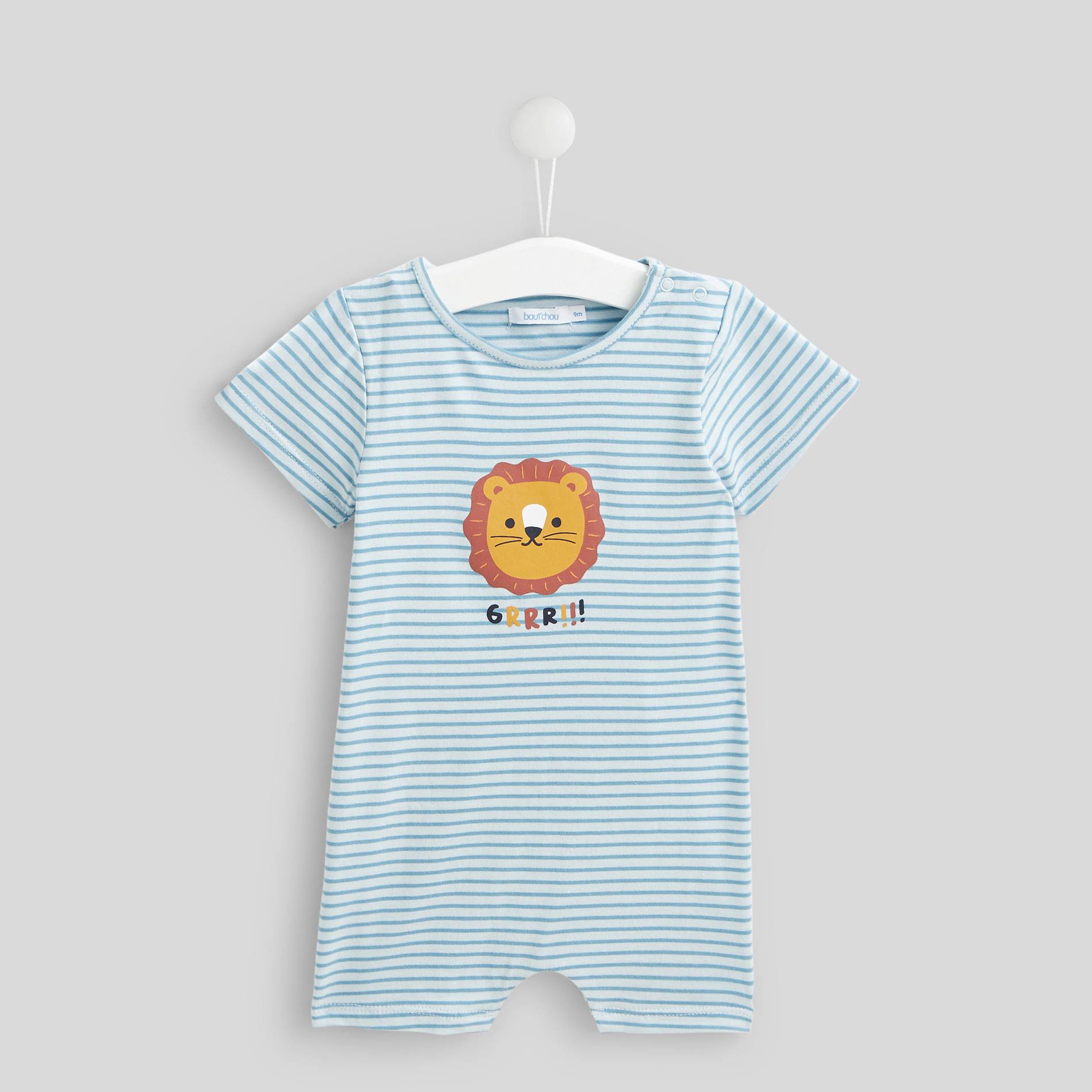 Combinaison courte rayée, Bleu pâle, large image number 0.0