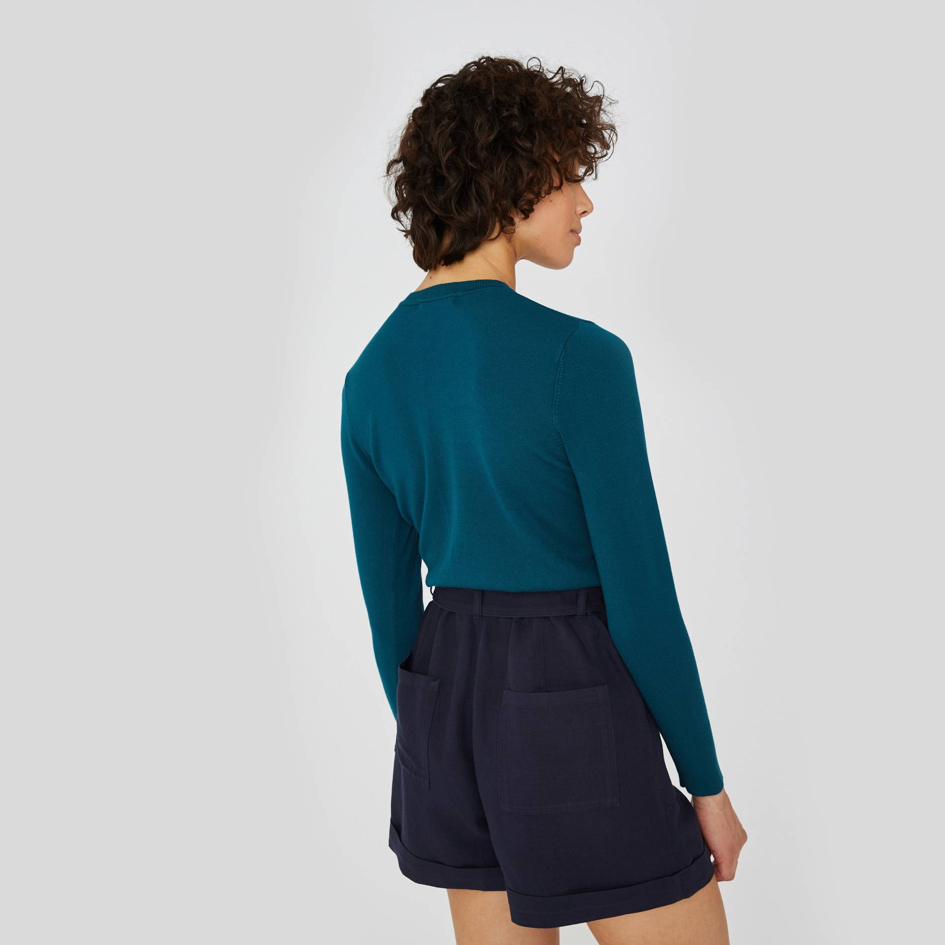 Cardigan manches longues, Bleu canard, large image number 1