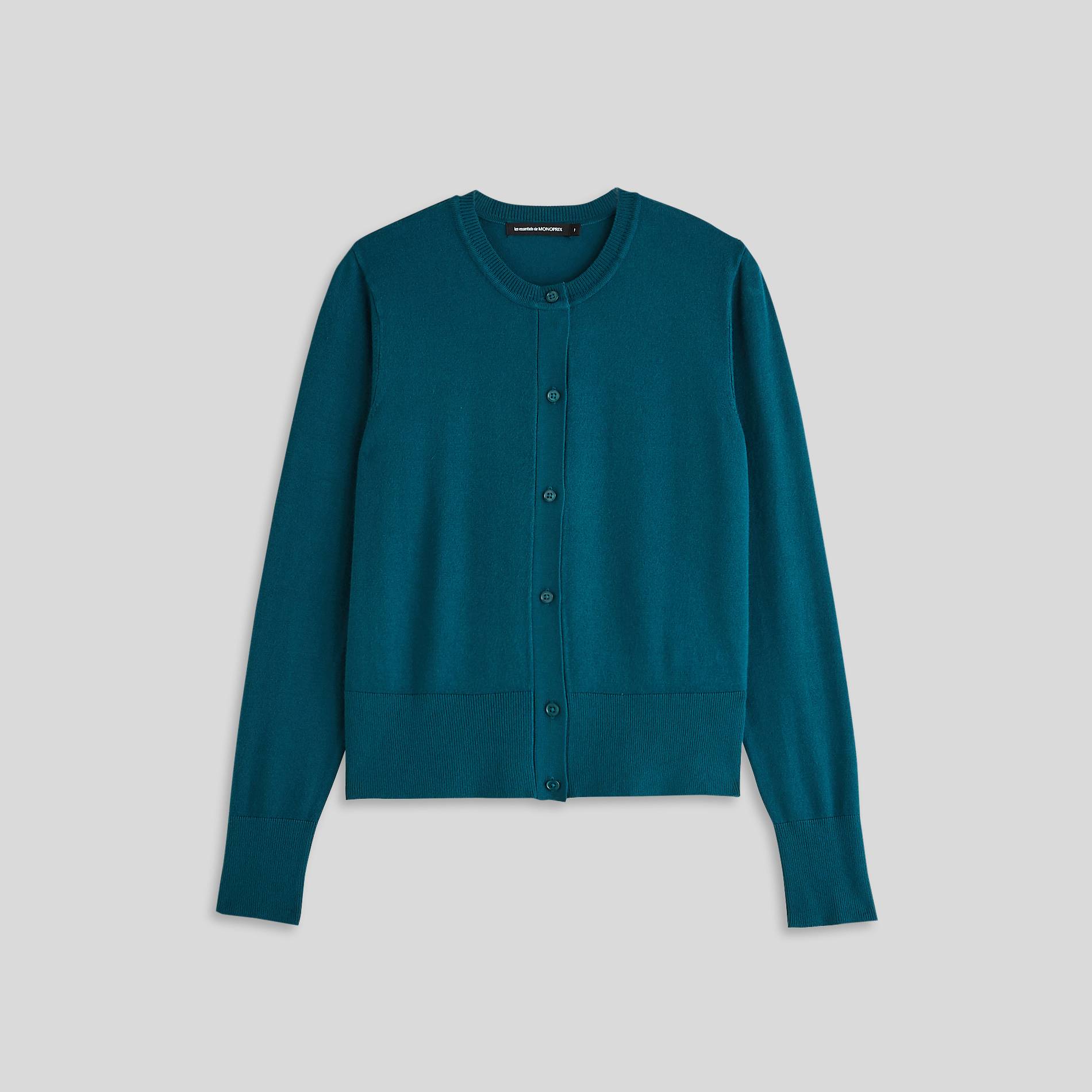 Cardigan manches longues, Bleu canard, large image number 2