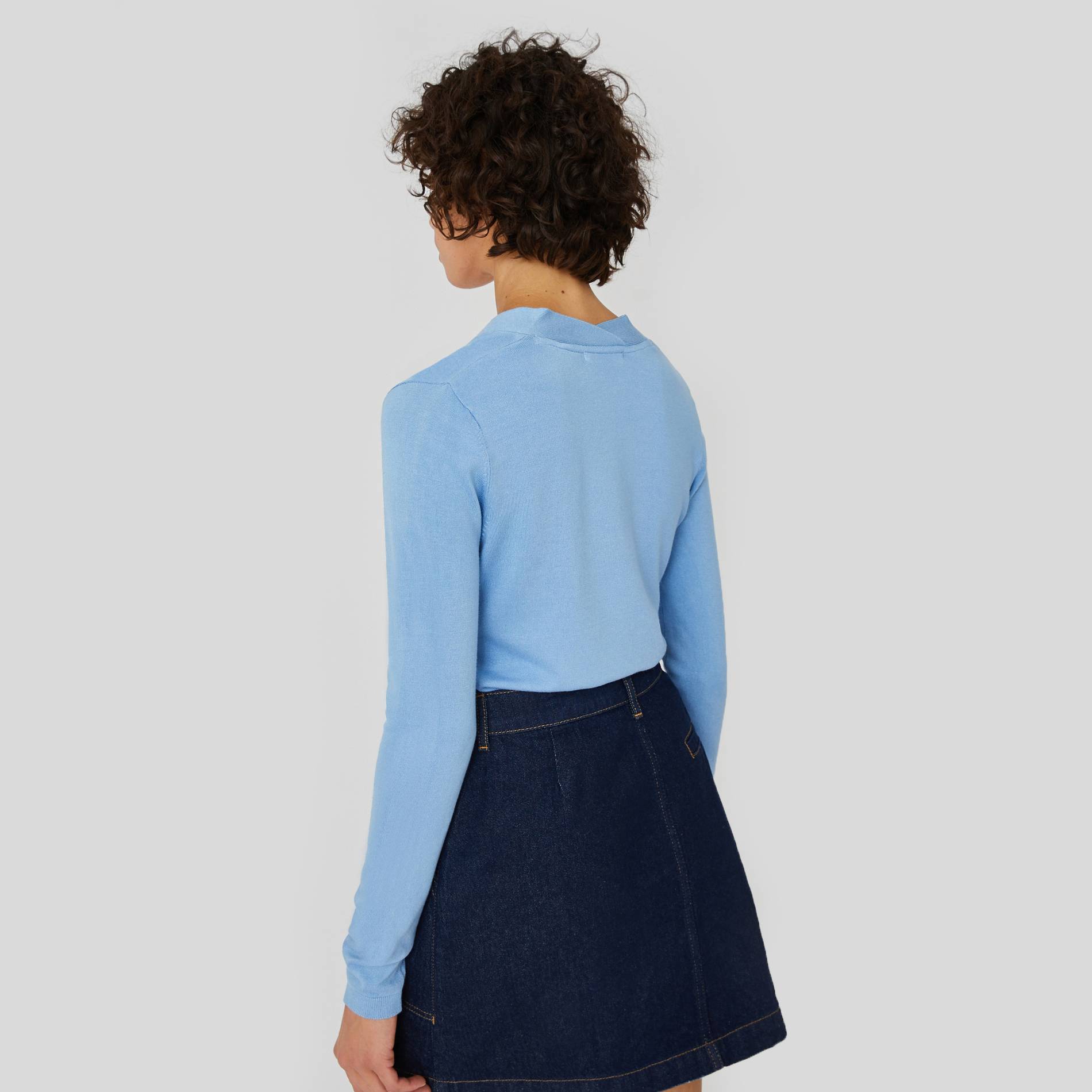 Pull col V, Bleu, large image number 1