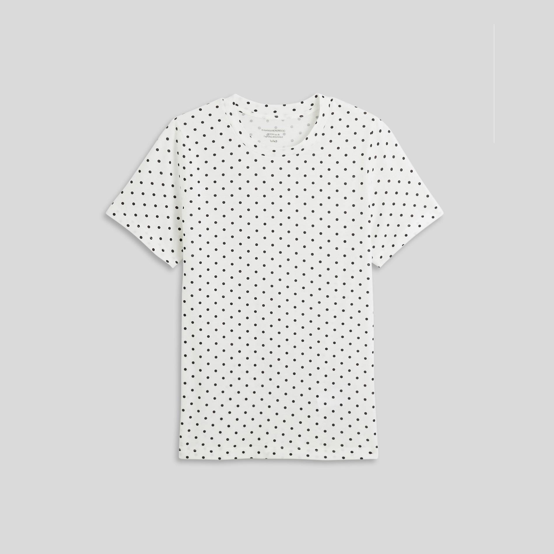 T-shirt à pois en coton BIO, Ecru, large image number 2.0