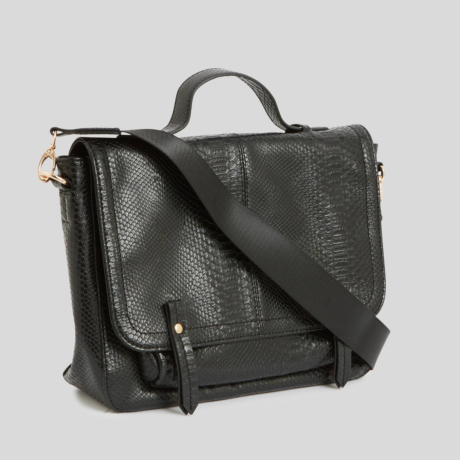 Sac bandoulière embossé, Noir, large image number 0