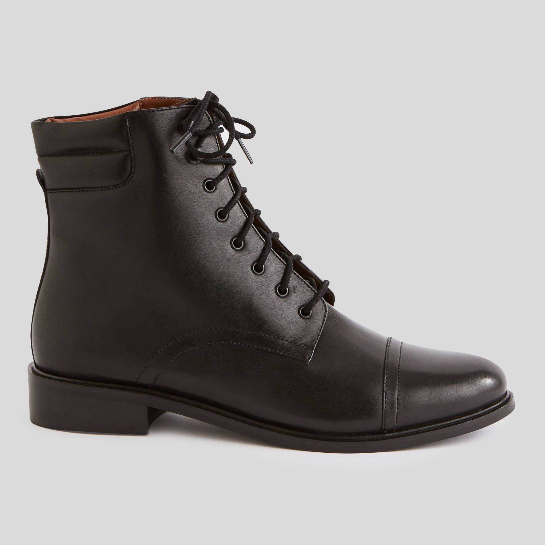 Bottines en cuir à lacets, Noir, large image number 0.0