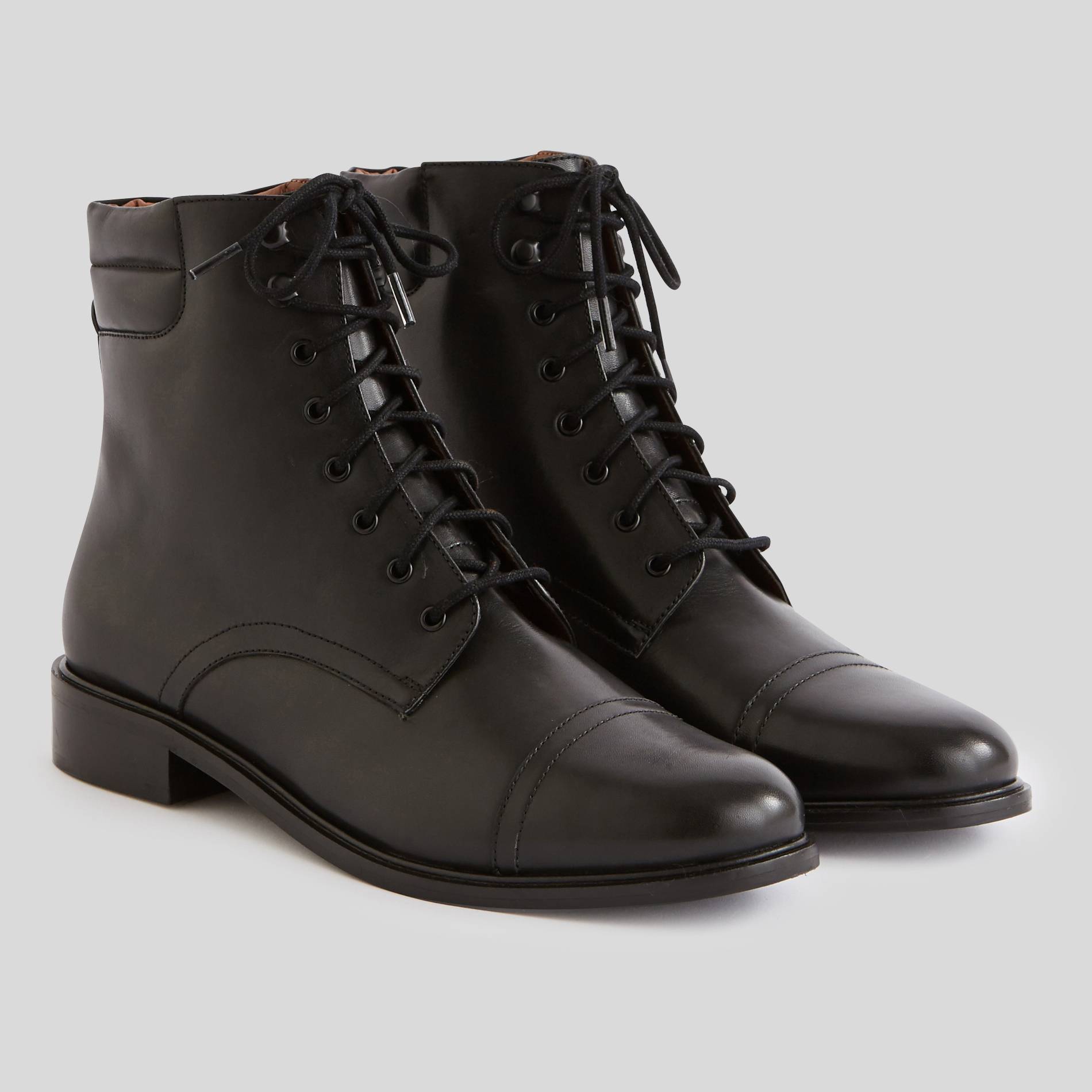 Bottines en cuir à lacets, Noir, large image number 1