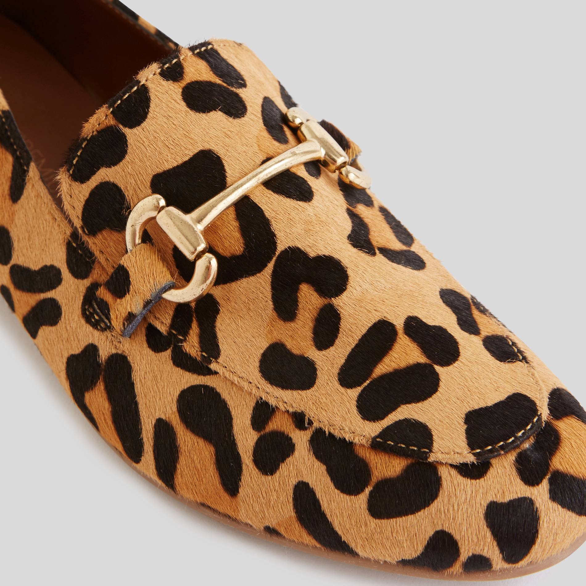 Mocassins en cuir imprimé léopard, Ecru, large image number 2
