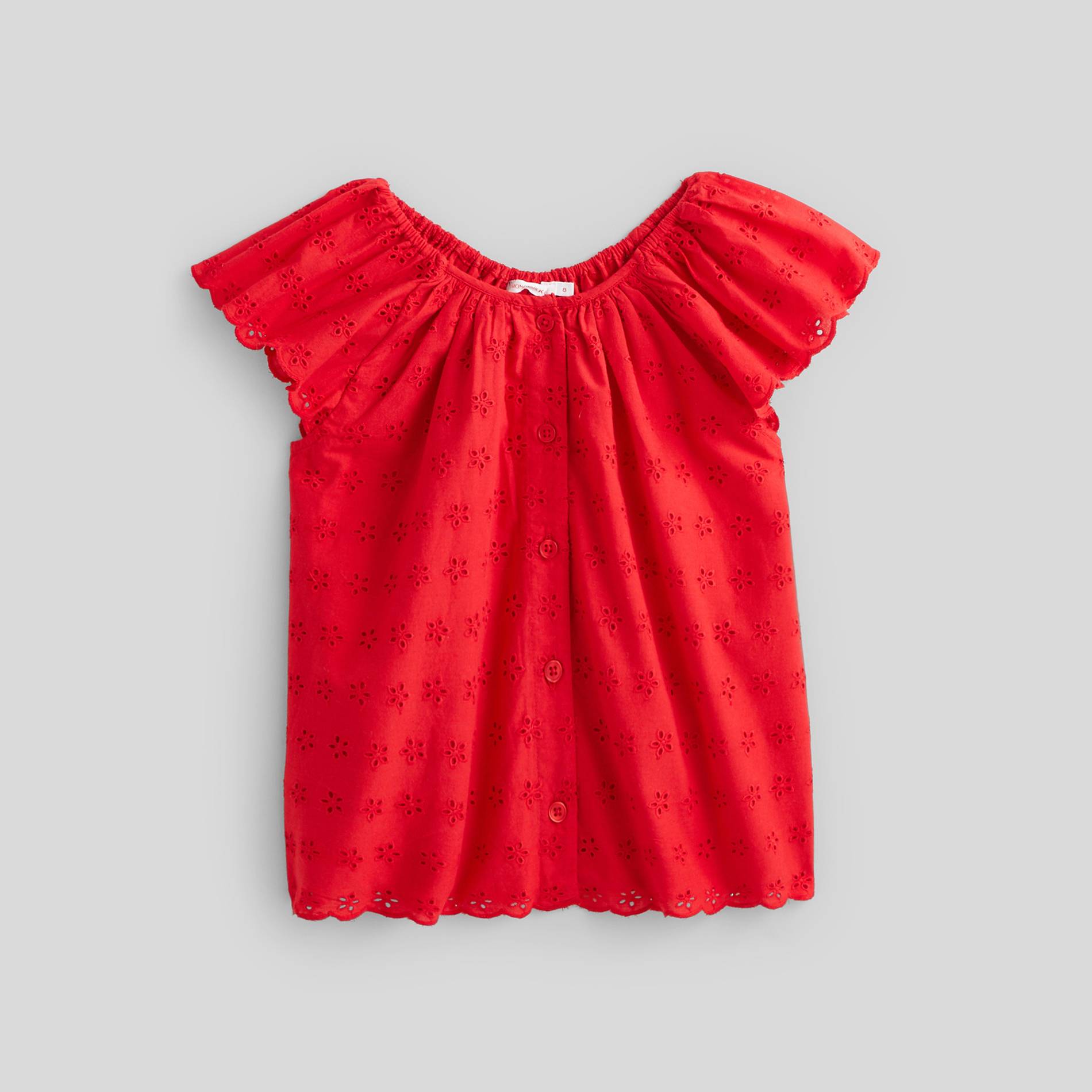 Blouse brodée en coton, Cerise, large image number 0.0