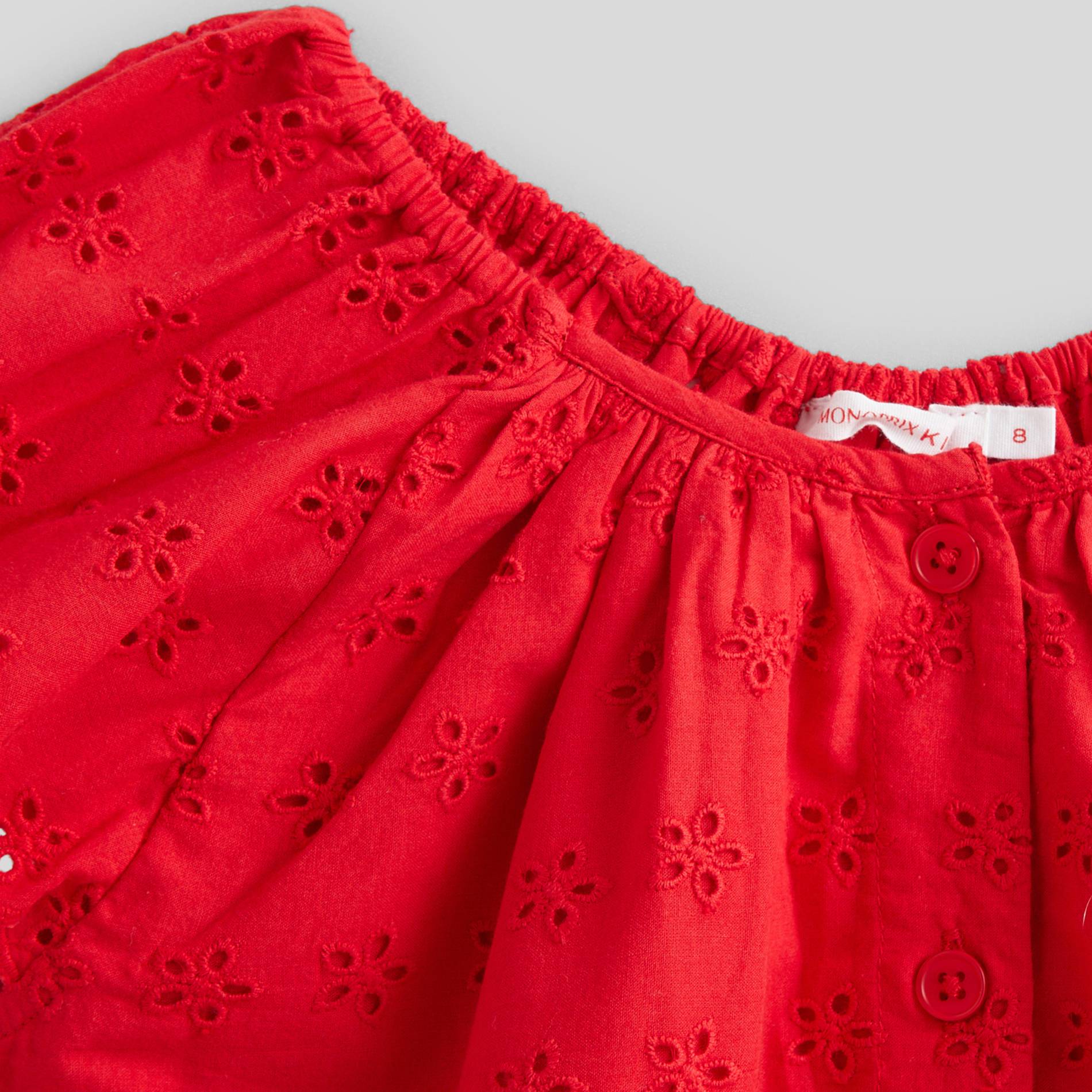 Blouse brodée en coton, Cerise, large image number 2