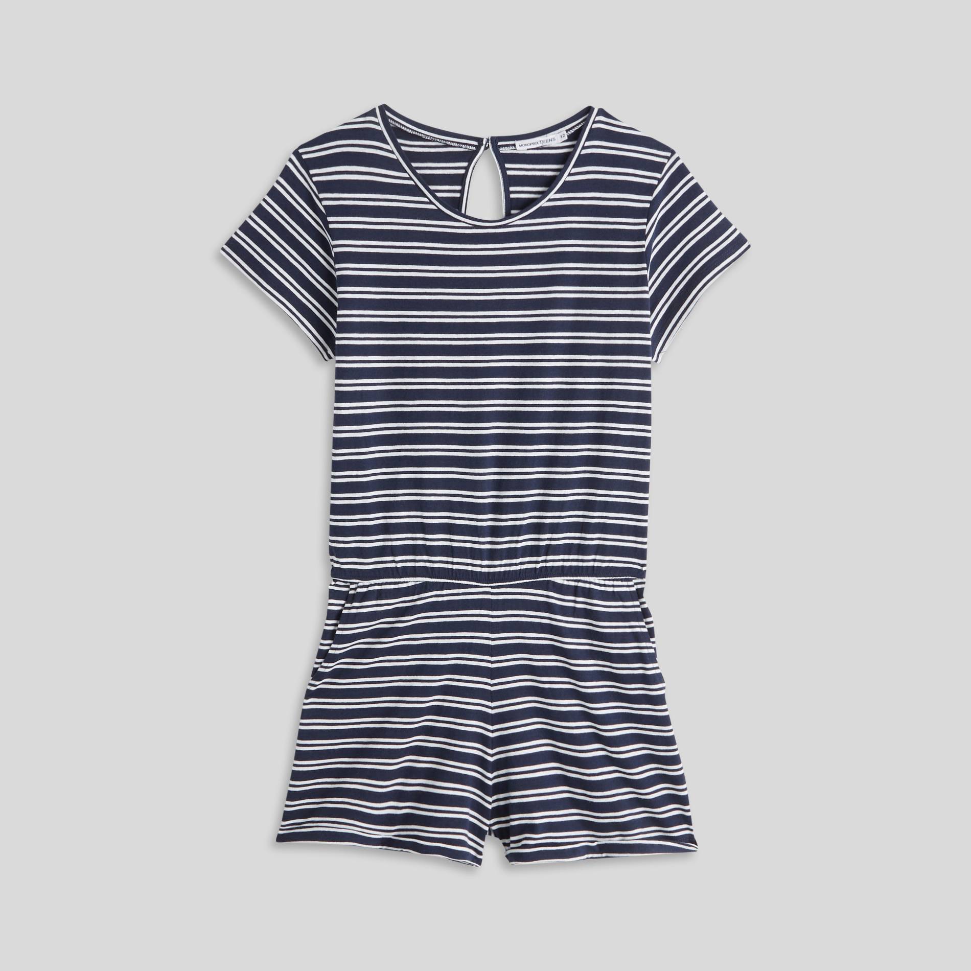 Combishort rayée, Bleu marine, large image number 0.0