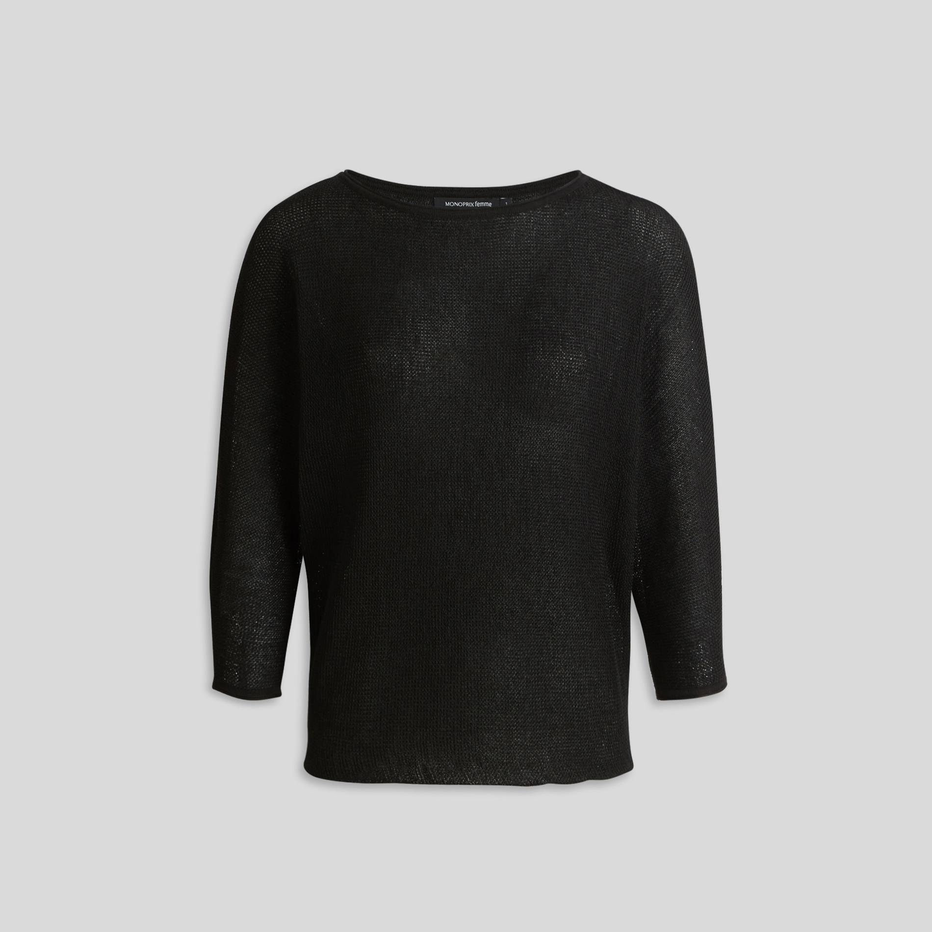 Pull loose en viscose et nylon, Noir, large image number 0