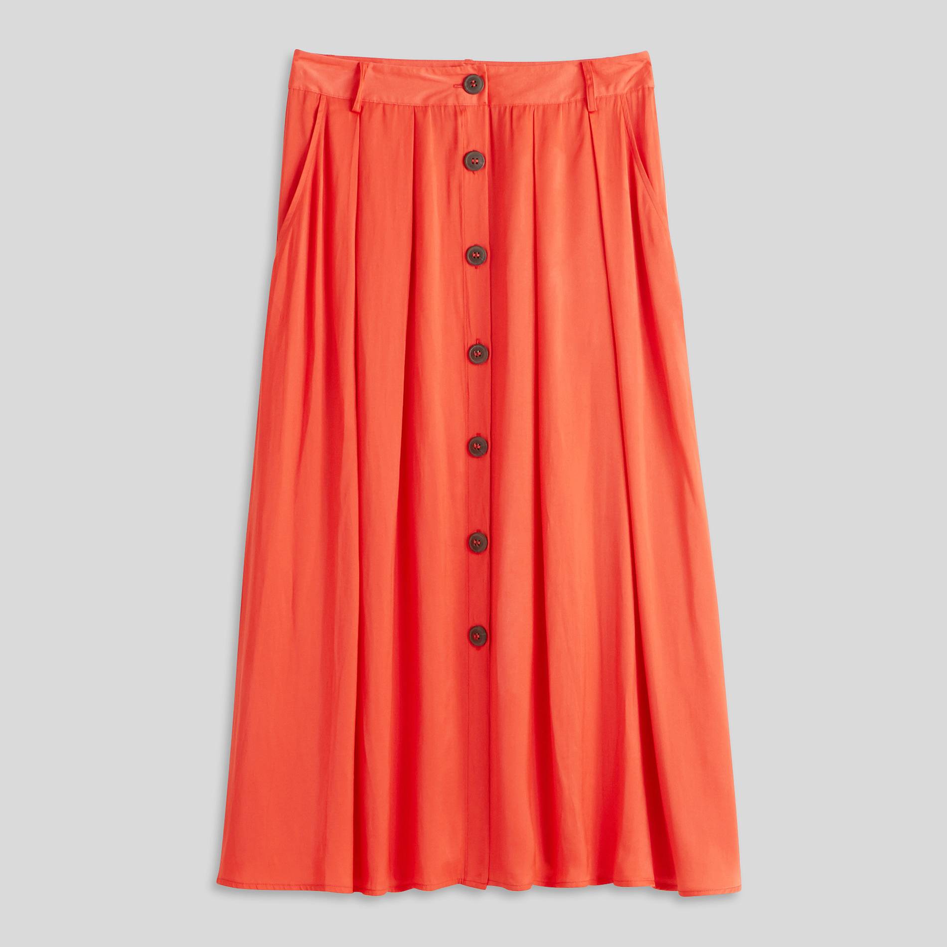 Jupe midi fluide effet satiné, Orange, large image number 2