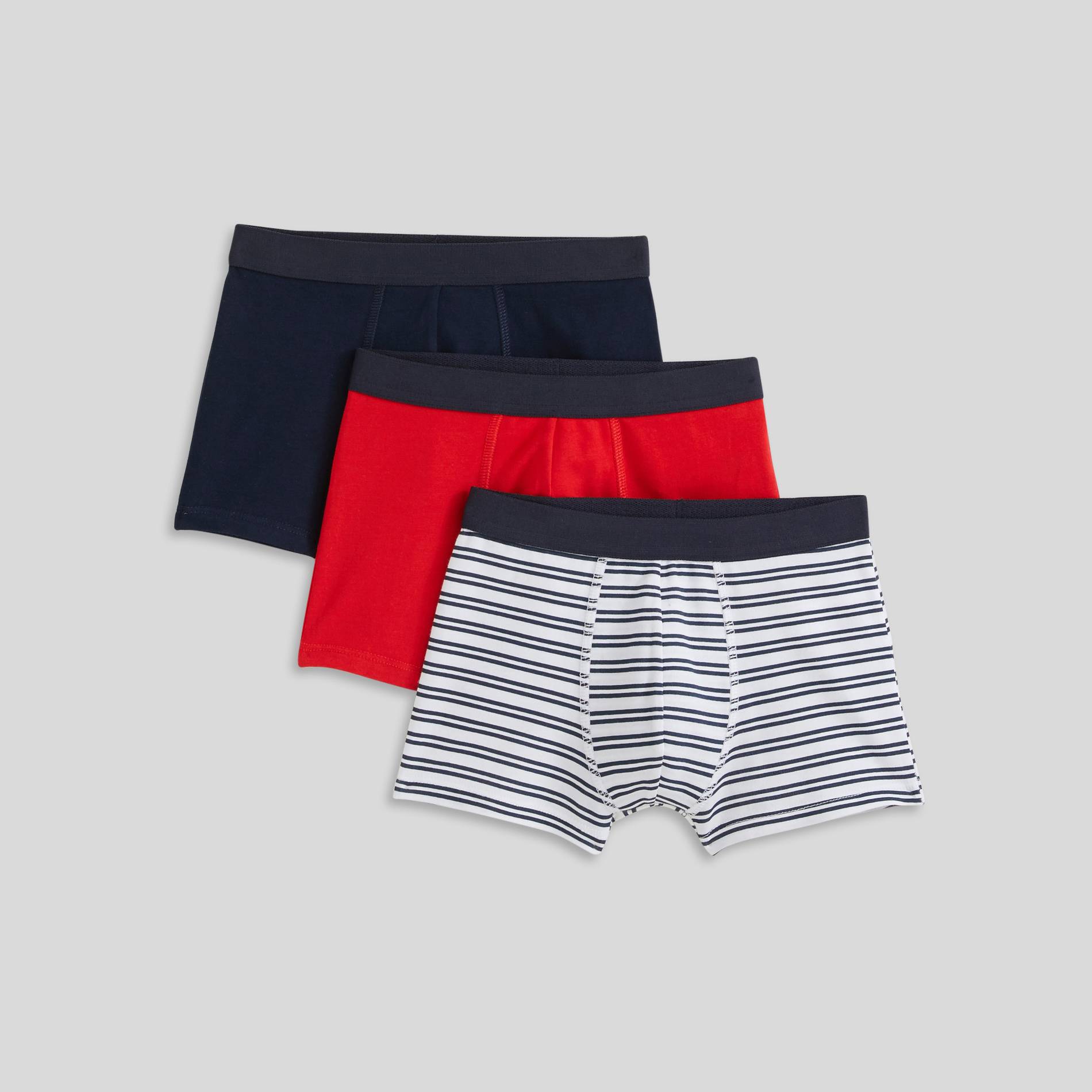 Lot de 3 boxers rayés et unis, Blanc, large image number 0
