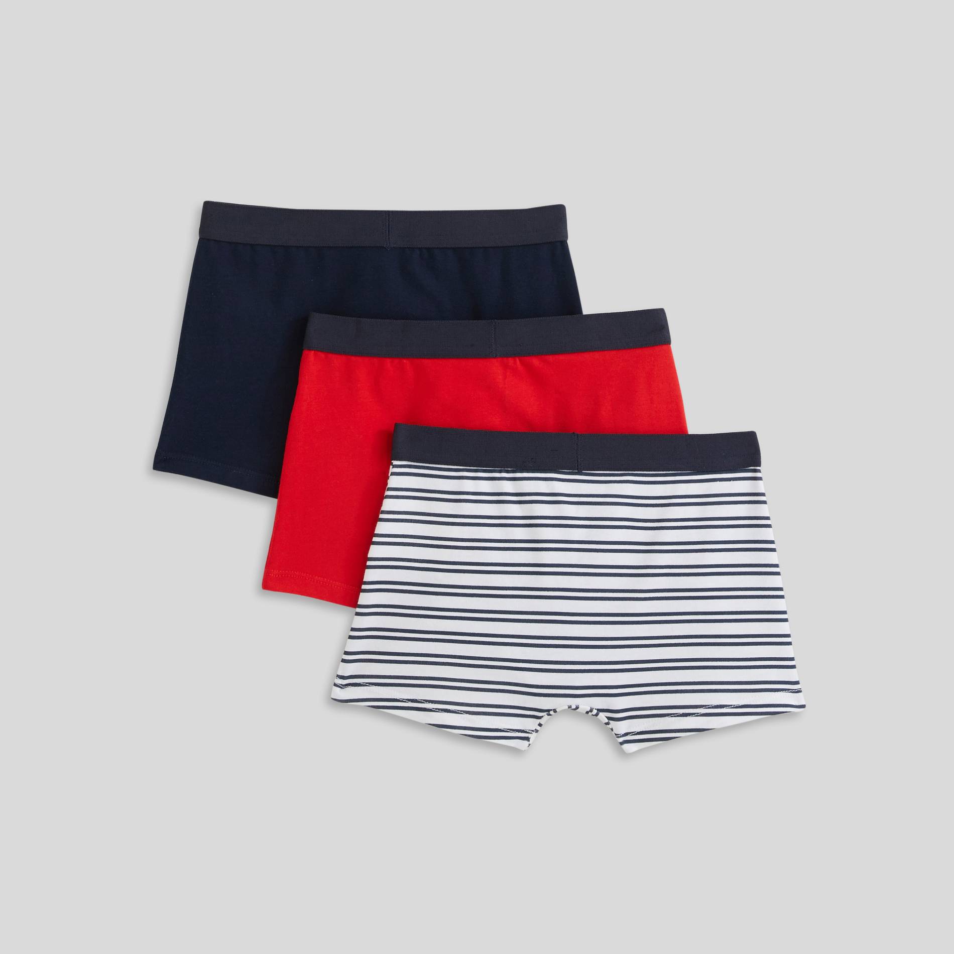 Lot de 3 boxers rayés et unis, Blanc, large image number 1
