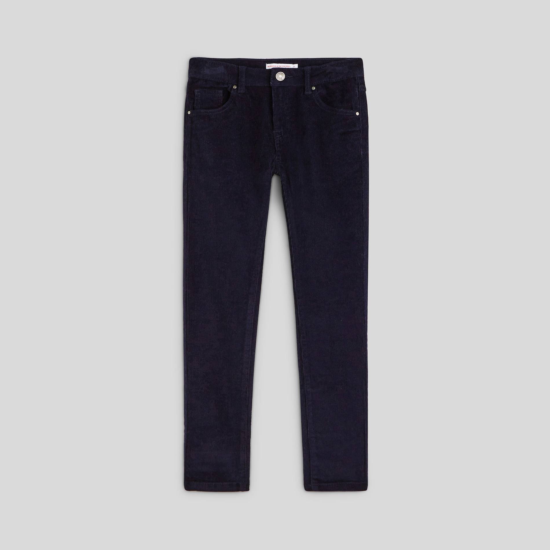 Pantalon en velours coupe slim, Bleu marine, large image number 0