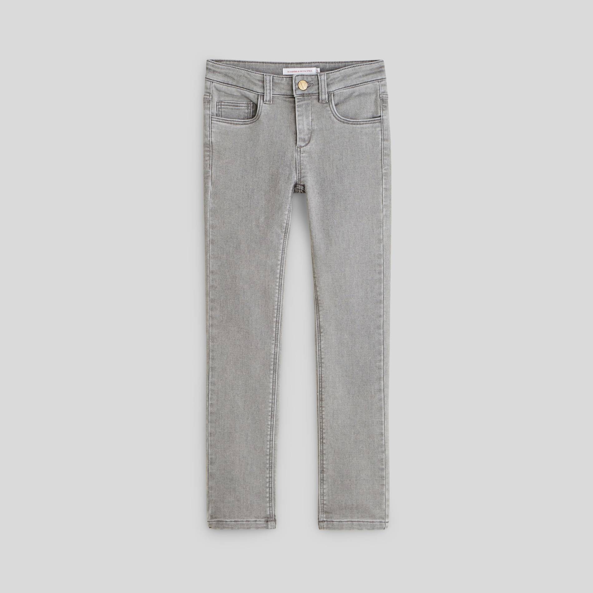 Jean slim maille en coton BIO, Argent, large image number 0