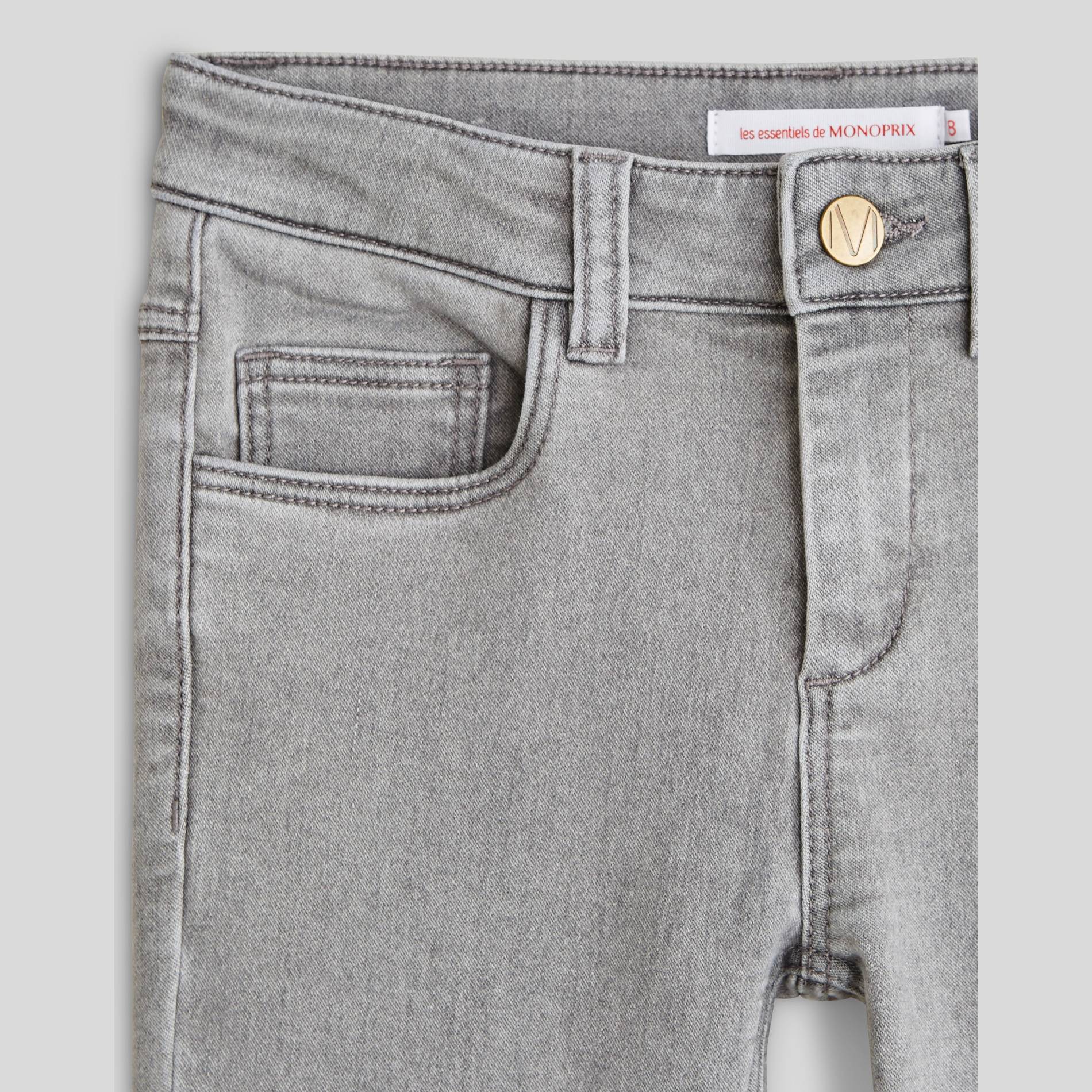 Jean slim maille en coton BIO, Argent, large image number 2
