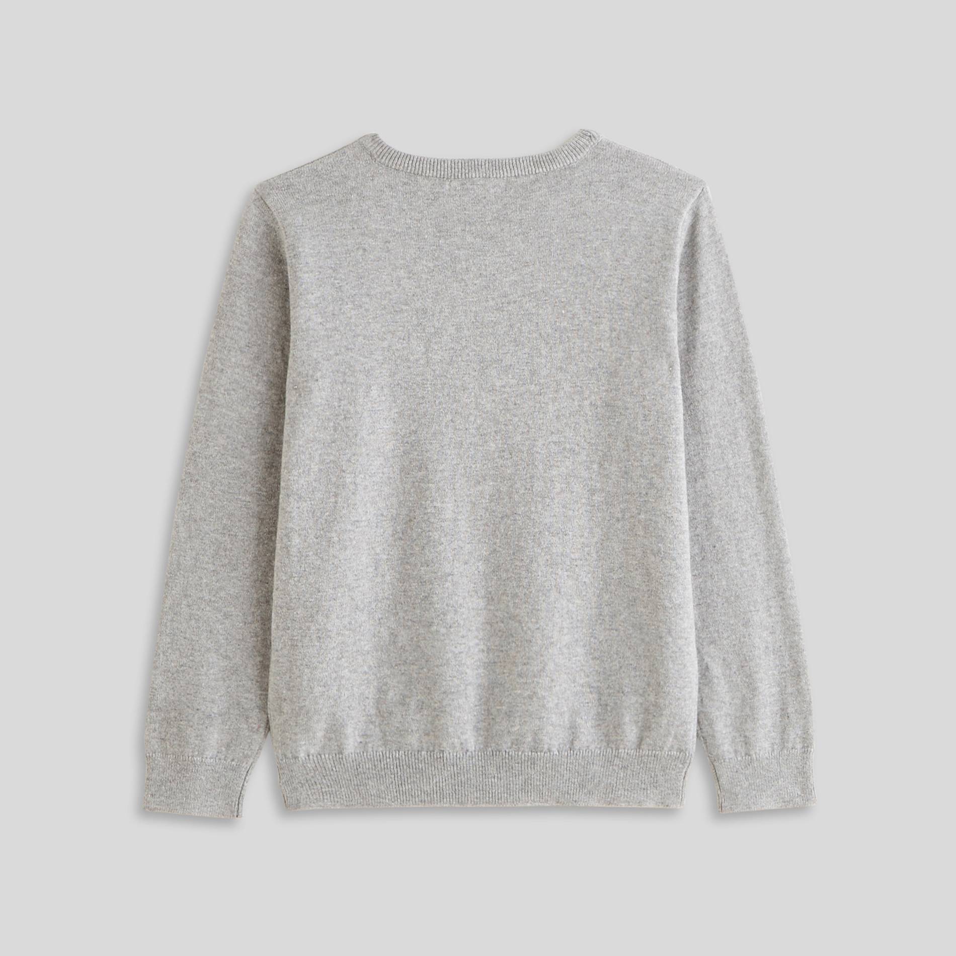 Pull col V en coton et laine, Perle, large image number 1