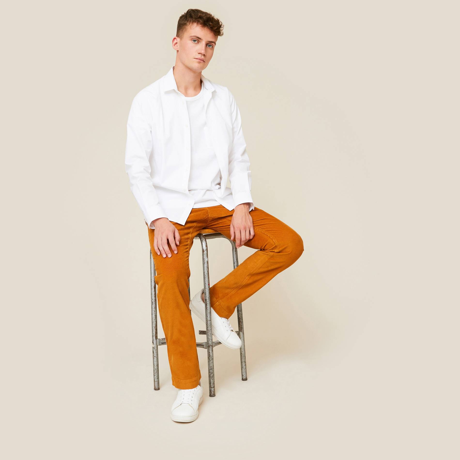 Pantalon en velours en coton BIO, Caramel, large image number 0