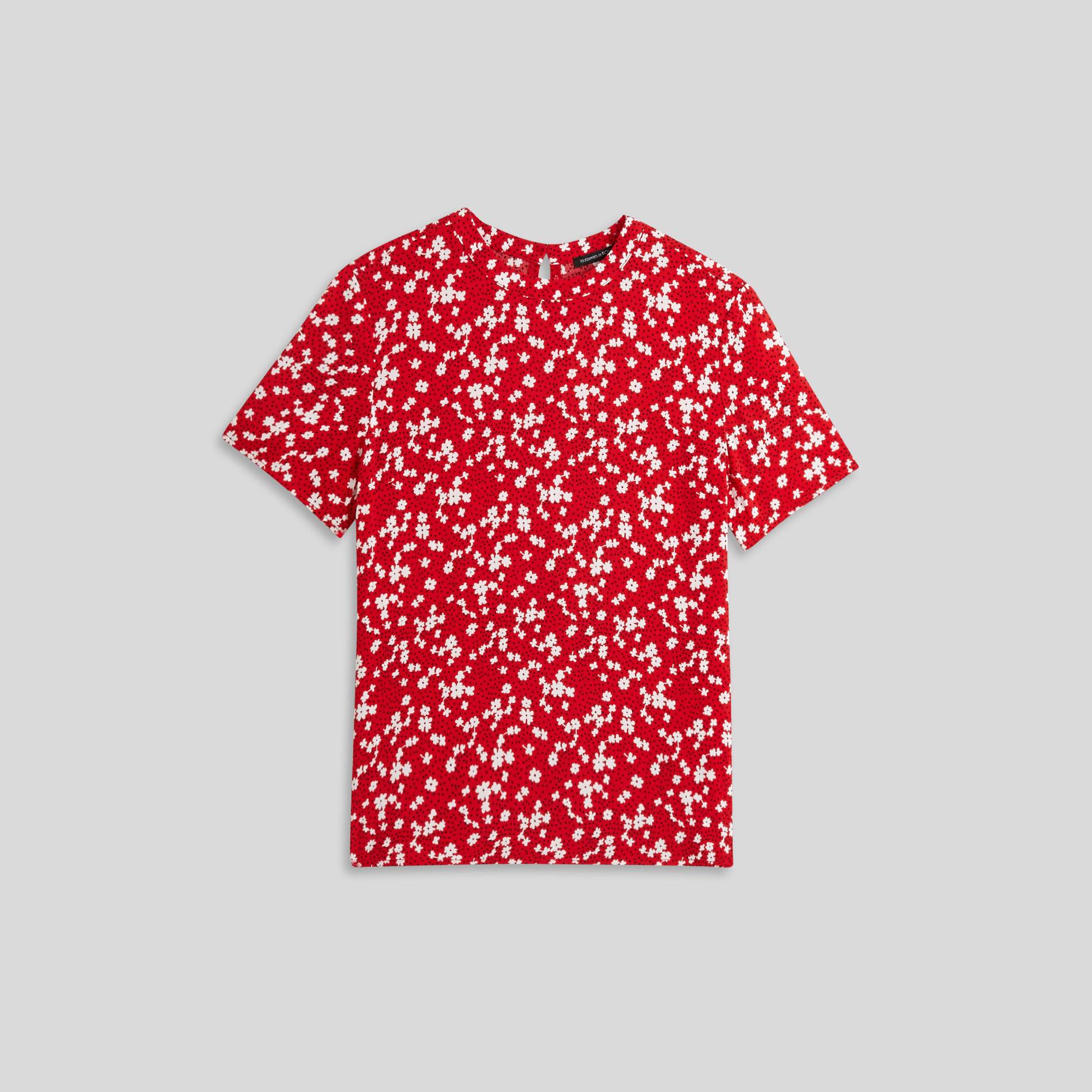 Top manches courtes imprimé floral, Cerise, large image number 2.0