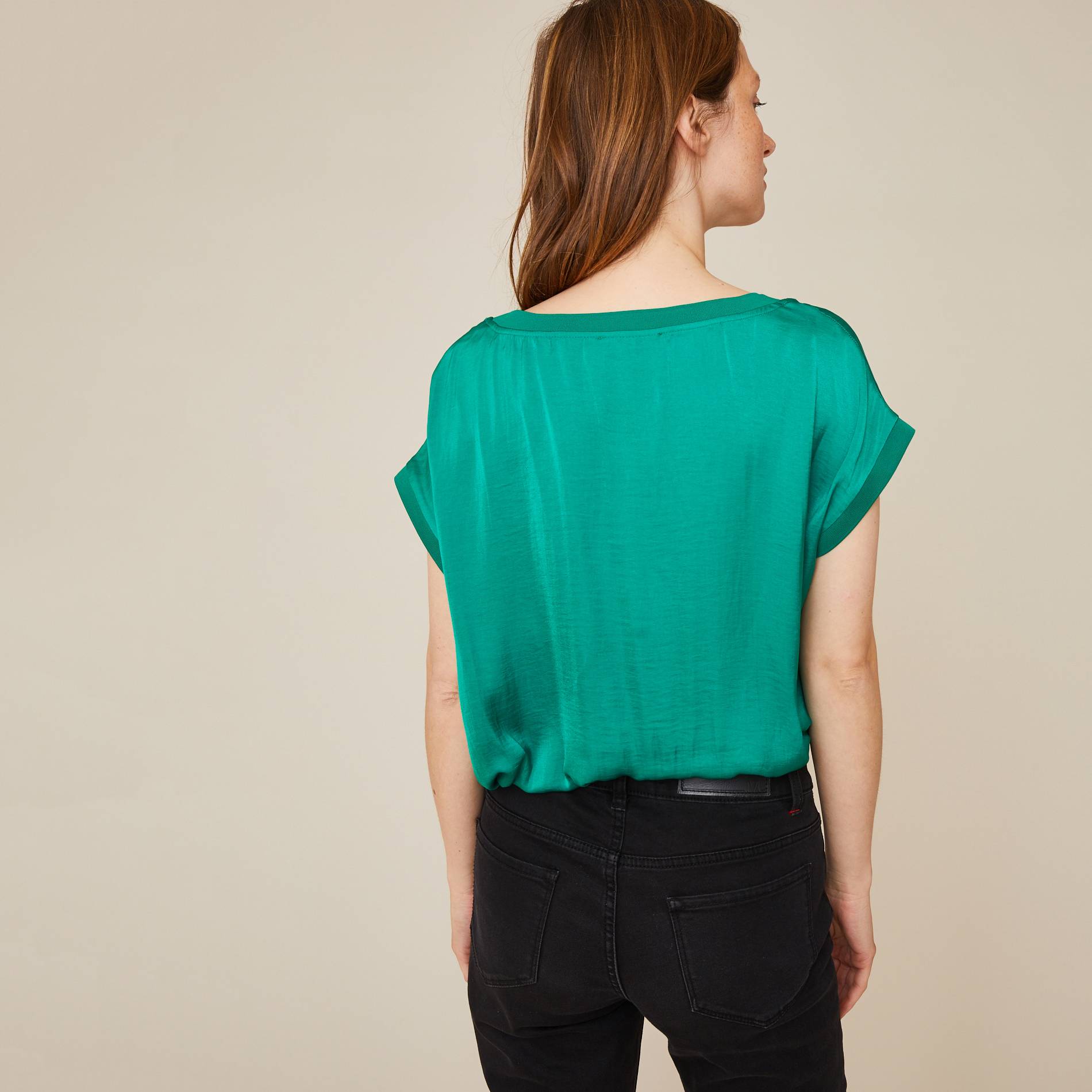 Top sans manches effet satiné, Vert, large image number 1.0
